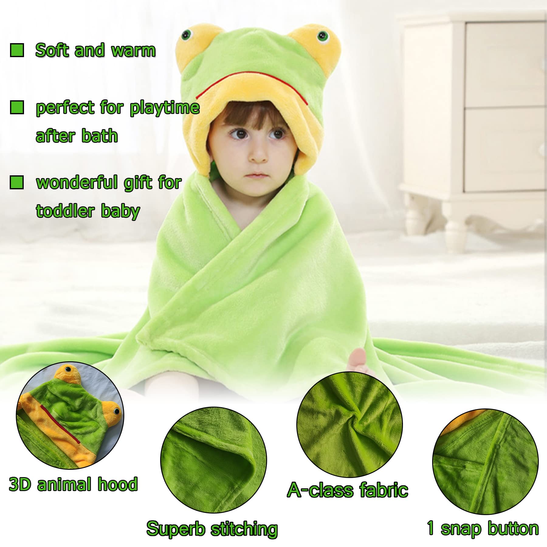 Doladola Couverture à Capuche Bébé Flanelle Animal - Sortie De Bain Super Douce Léopard - Cape Nouveau-né
