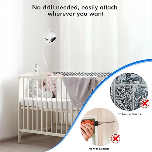 Miniatura 4 de Soporte para monitor de bebé compatible con HelloBaby HB65HB40HB6550HB66HB6339HB6550 Pro, ANMEATE SM935E, soporte flexible para cámara de bebé,