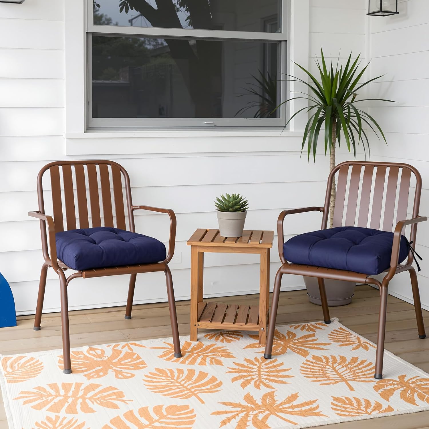 Gnostik 2 Pack Outdoor Wicker Chair Cushions Waterproof Rocking Chair Cushion Floral U Shaped Patio Replacement Cushions with Ties for Porch, Garden,18.6" x 18.6", Hawaiian