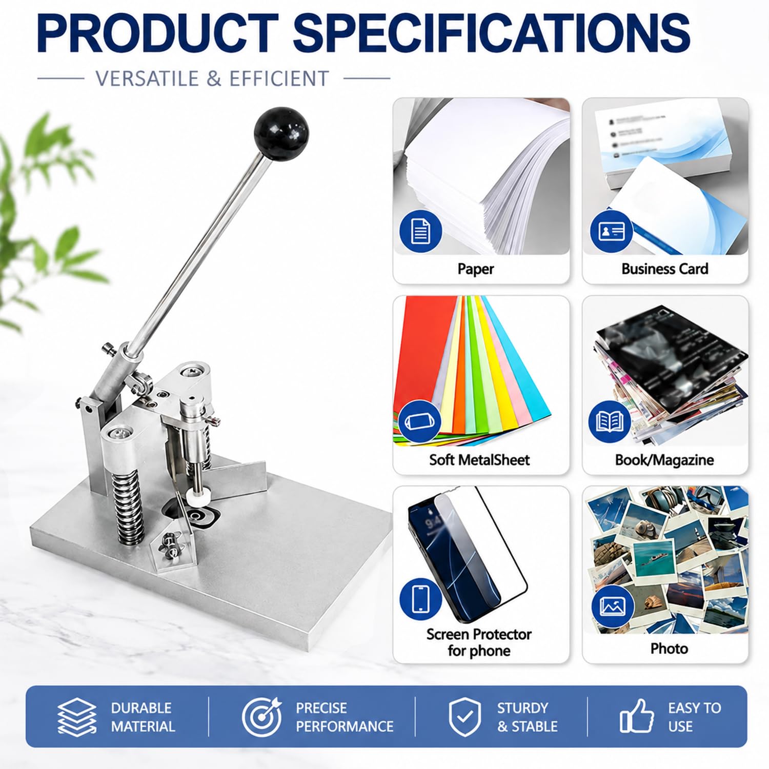 Robuster Eckenrunder, 30 mm dick, manueller Eckenrunder, Papierstanzmaschine mit R6 mm R10 mm Klingen/Stanzformen für Papier, Karton und Laminat, Visitenkarten