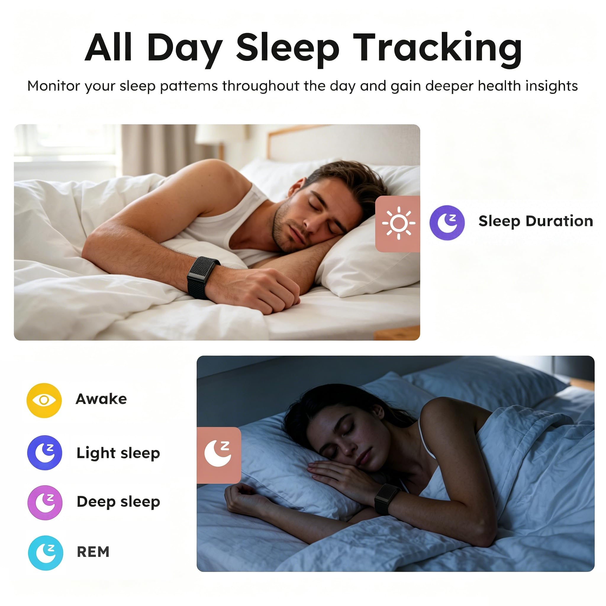 findtime Braccialetto intelligente per la salute, fitness tracker, senza schermo, contapassi, cardiofrequenzimetro, monitoraggio del sonno, monitoraggio dell'attività con conteggio calorie e distanza