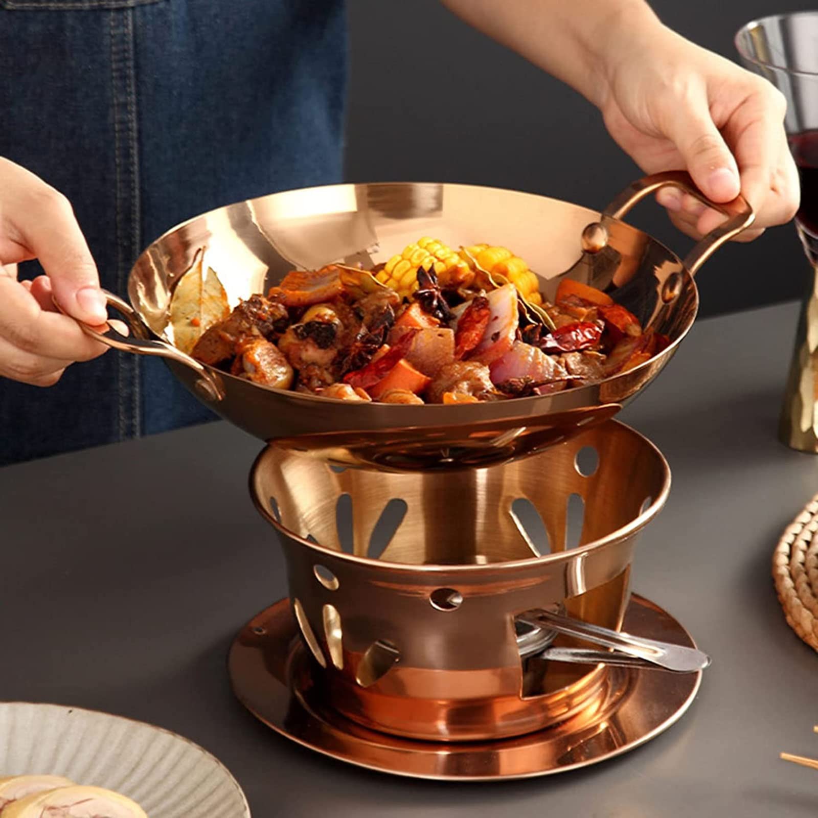 Set di scaldavivande e buffet commerciali, in acciaio inox, vassoio riscaldante con supporti per carburante, per feste di compleanno, matrimoni, celebrazioni alcoliche,