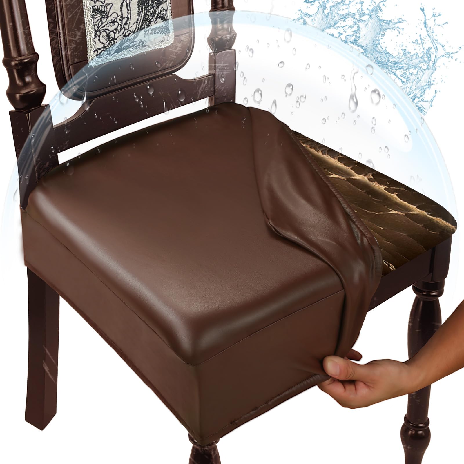 Photo 1 of WUSOUPU Waterproof Dining Chair Seat Covers, Set of 8, Coffee