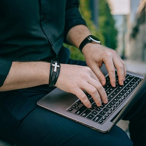 Miniatura 4 de Pulsera de cuero para hombre, accesorios emo, pulseras para parejas, pulseras de cruz de amistad, regalo de joyería hippie para hombres pulseras