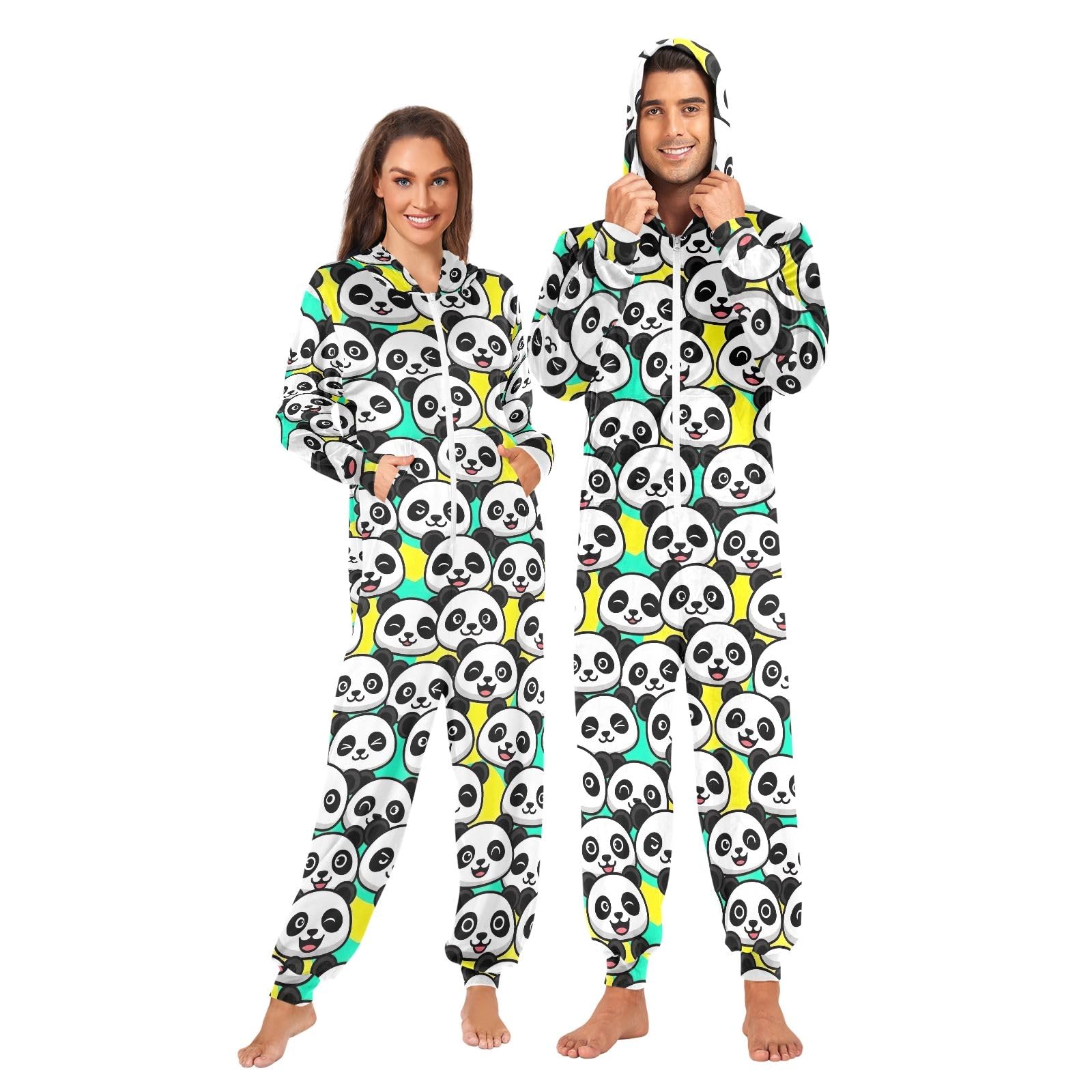 Pigiama intero da adulto, unisex, con panda, per Halloween, cosplay, Natale, pigiama