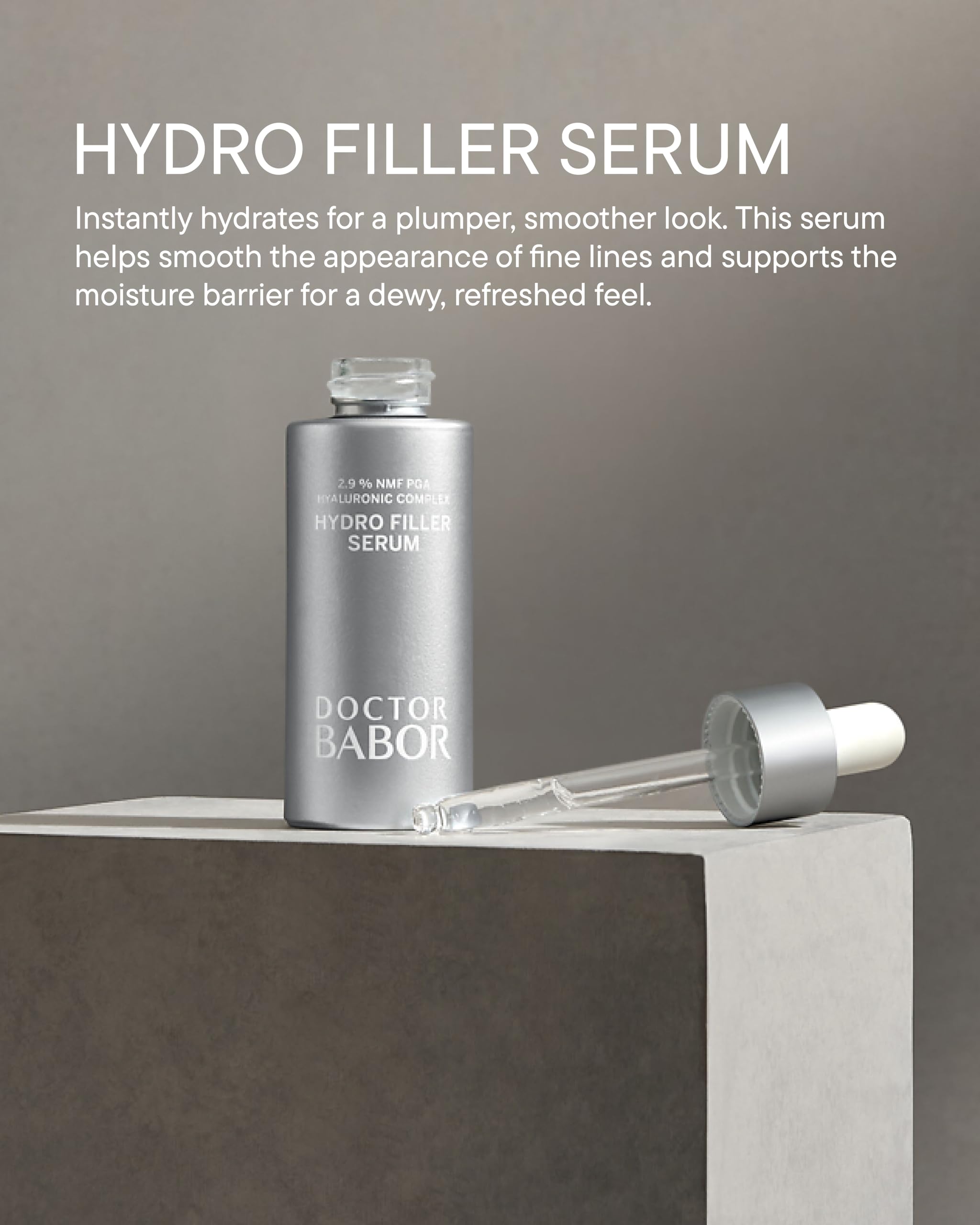 Doctor BABOR Hydro Filler Serum do pielęgnacji twarzy, do suchej skóry, serum nawilżające z 2,9% NMF PGA, z kwasem hialuronowym i peptydami, serum Glow do twarzy, bez perfum, wegańskie, 30 ml