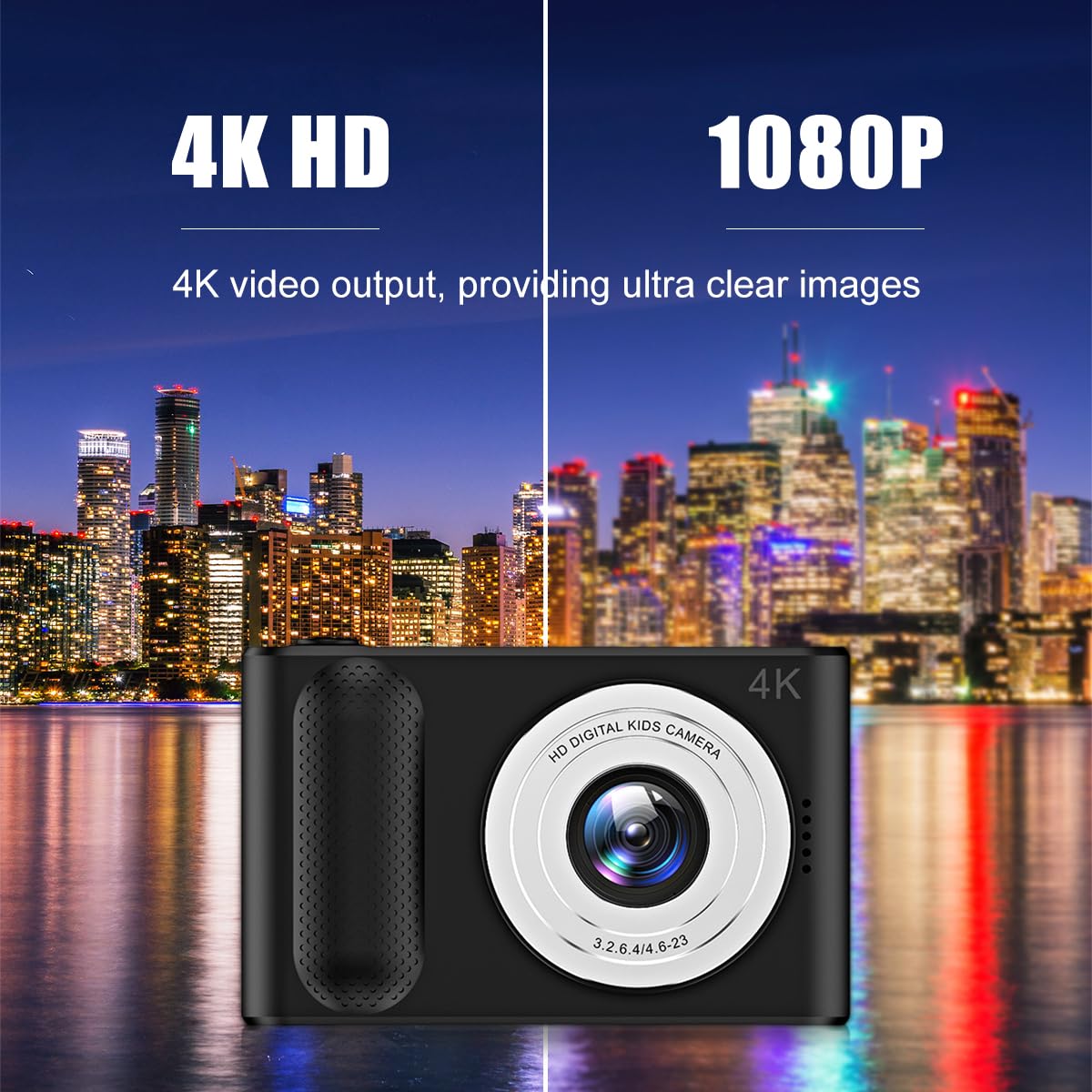 Appareil Photo Numérique, Appareil Photo 4K pour Enfants HD 48MP, Zoom 16X, Appareil Photo Numérique avec écran 2,4 Pouces, Petit Appareil Photo Compact pour la Photographie de
