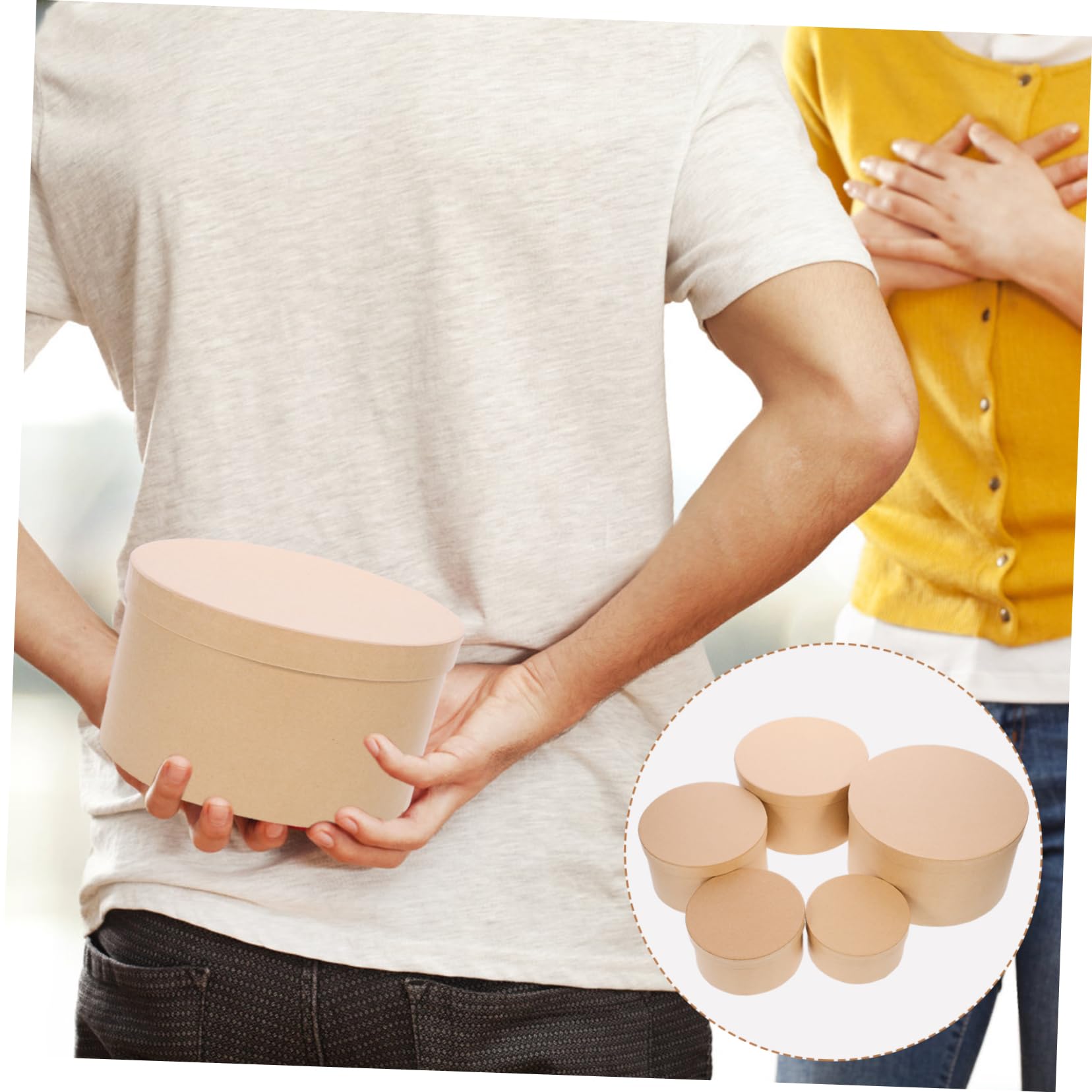 Beaupretty Scatola Regalo Rotonda in Carta Kraft Khaki, Elegante e Delicata, Dolcetti e Rossetto, Resistente e Decorativa, per Confezionare e Decorare Stanze