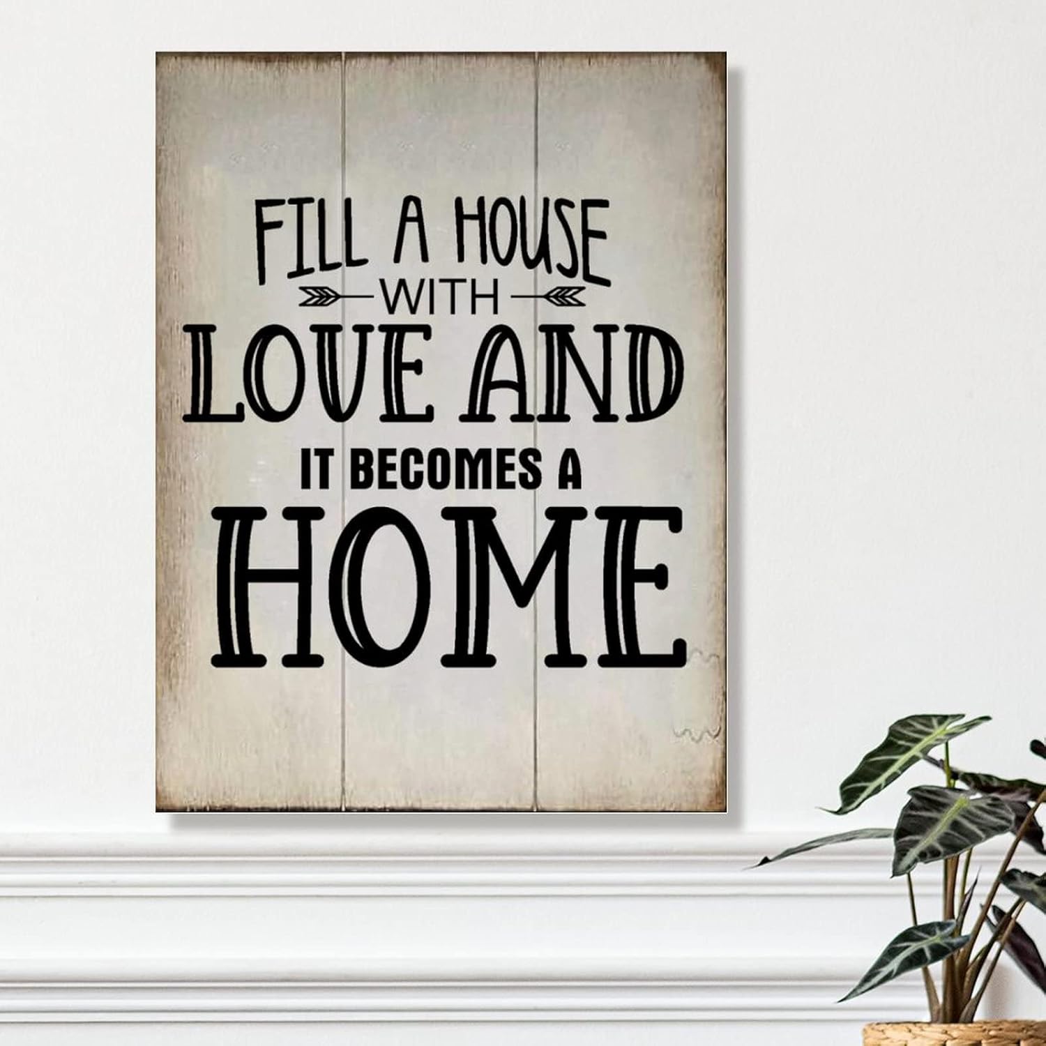 Rustic Wall Decor Wood Sign Fill A House with Love and It Becomes A Home Wall Decor Sign Vintage Farmhouse Wall Hanging Sign Art Decor Plaque with Quotes for Home 18x24in