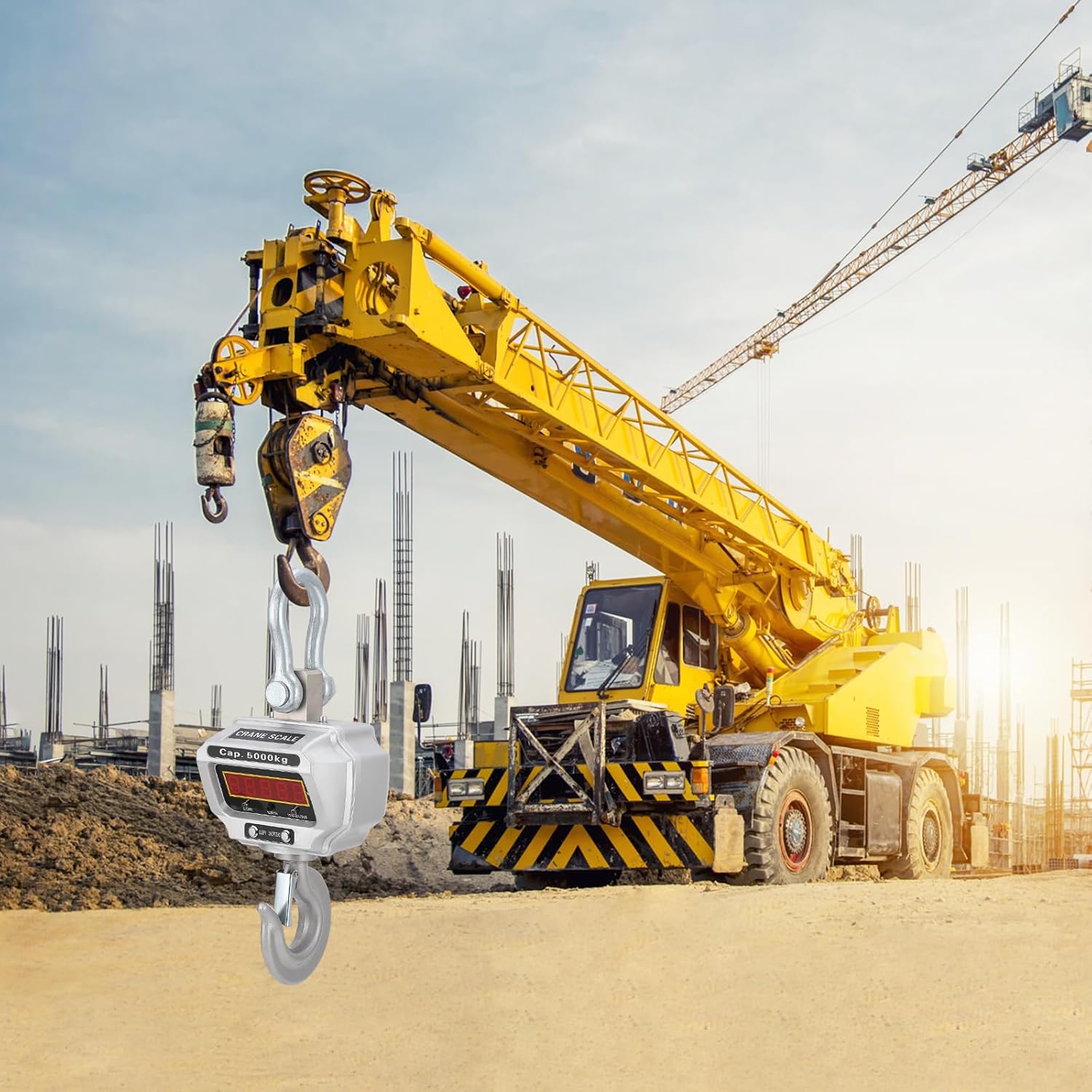 11000LB Digital Hanging Crane Scale with Remote & LED Display, Heavy Duty 3 Ton Industrial Electronic Scale with Cast Aluminum Case & Rechargeable Battery for Construction, Warehouse, Farm