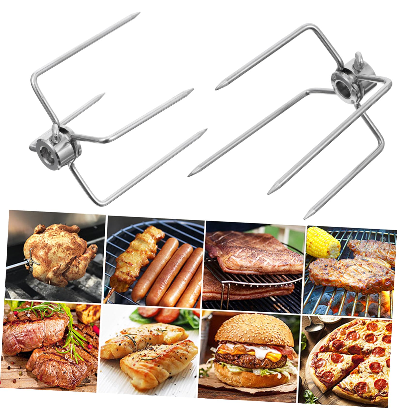 VICASKY 2pezzi Forchette Per Carne Girarrosto in Acciaio Inossidabile Forchette Per Barbecue Da Spiedo Accessori Per Riutilizzabili e Lavabili in Lavastoviglie