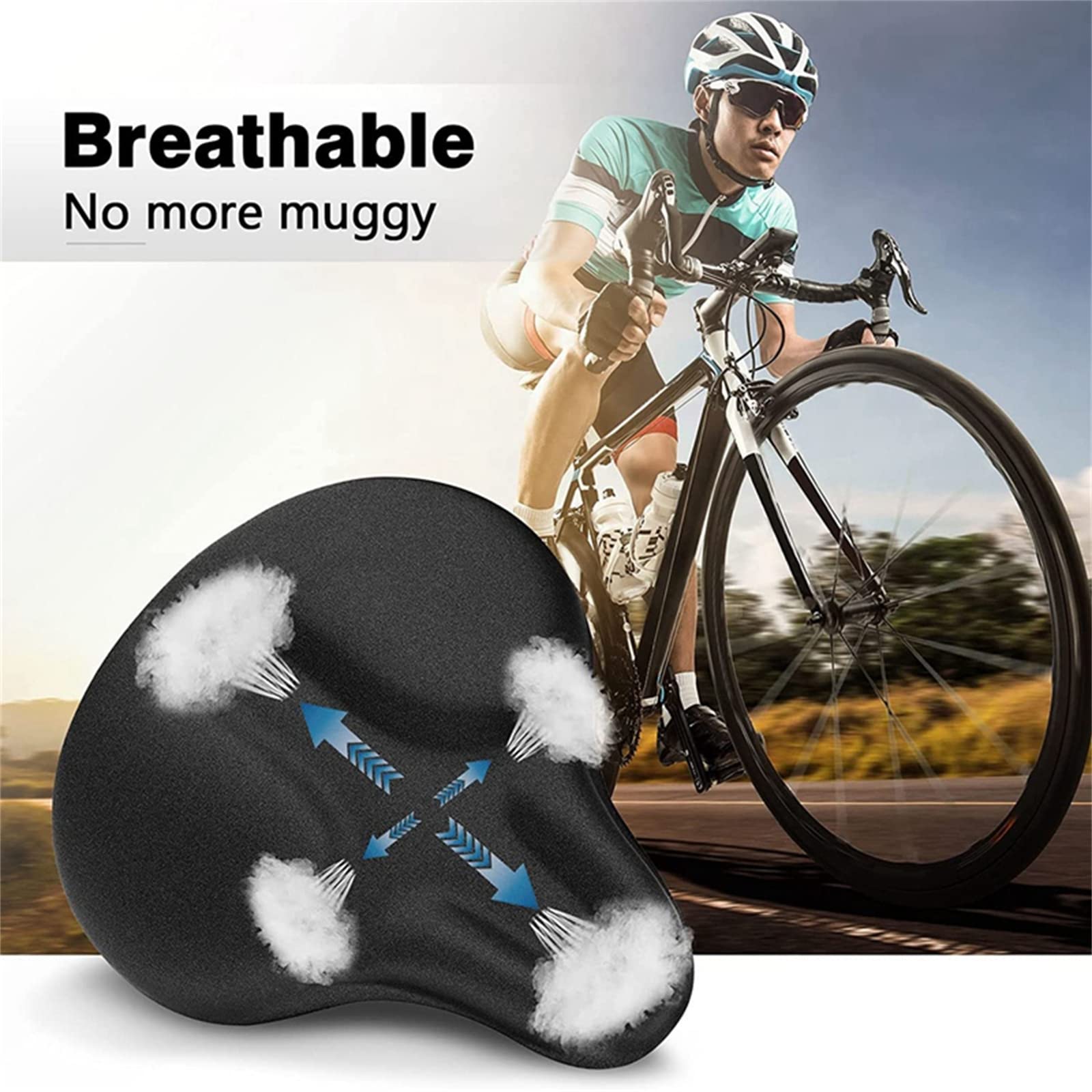 Comoda Fodera per Cuscino per Sedile Bici Imbottita in Gel per Uomo Donna Sella per Cyclette Extra Morbida per Cyclette/Ginnastica/Indoor/Montagna/Biciclette da Strada
