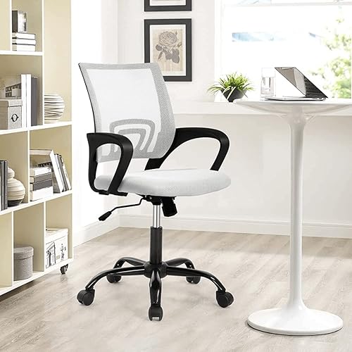 Silla de oficina ergonómica de malla, silla de computadora con soporte lumbar y reposabrazos, silla de escritorio ajustable para computadora de