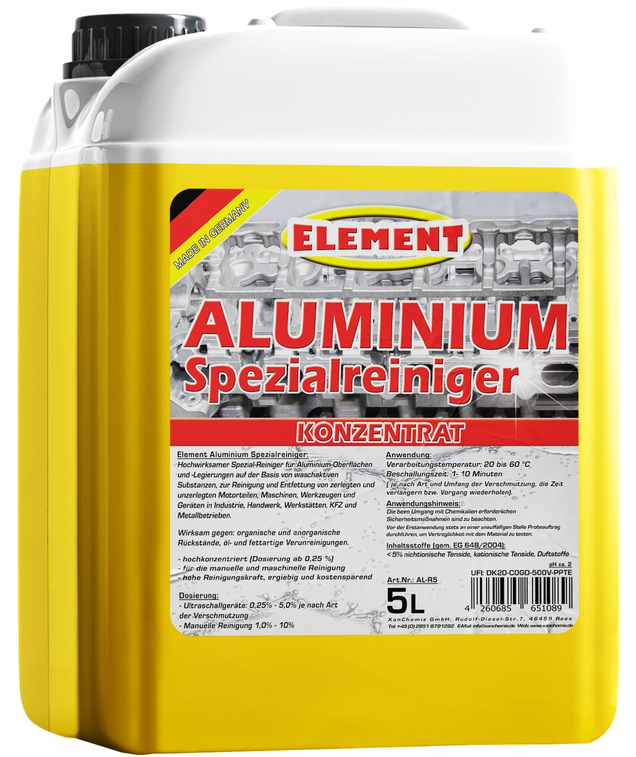 Element Ultraschallreiniger Aluminium 5 Liter Spezialreiniger Konzentrat Aluminiumreiniger