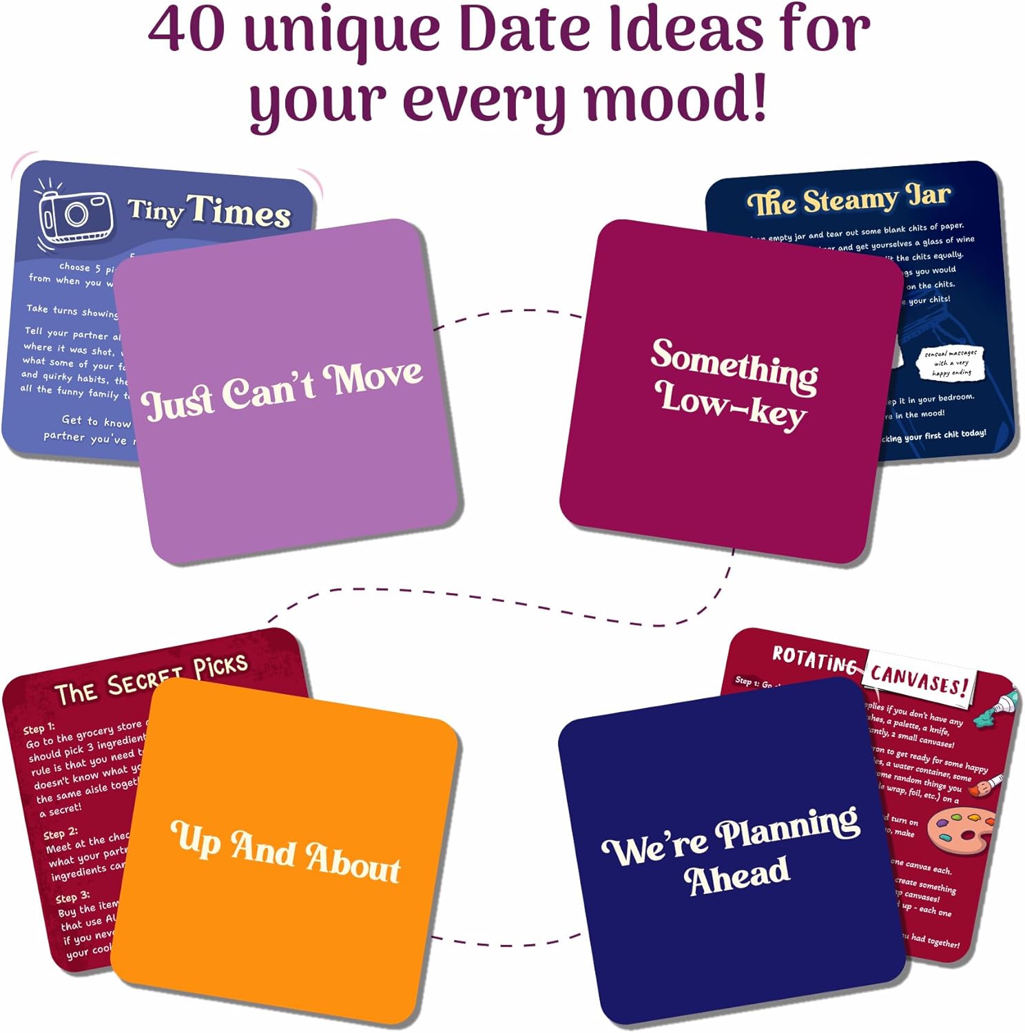 Gouda Games Date Ideas for Couples - 40 Date Night Cards Game for Girlfriend, Boyfriend, Wife, Husband, Her/Him - Romantic Couple Gift Ideas for Date Nights, Valentine's Day, Weddings, Anniversary