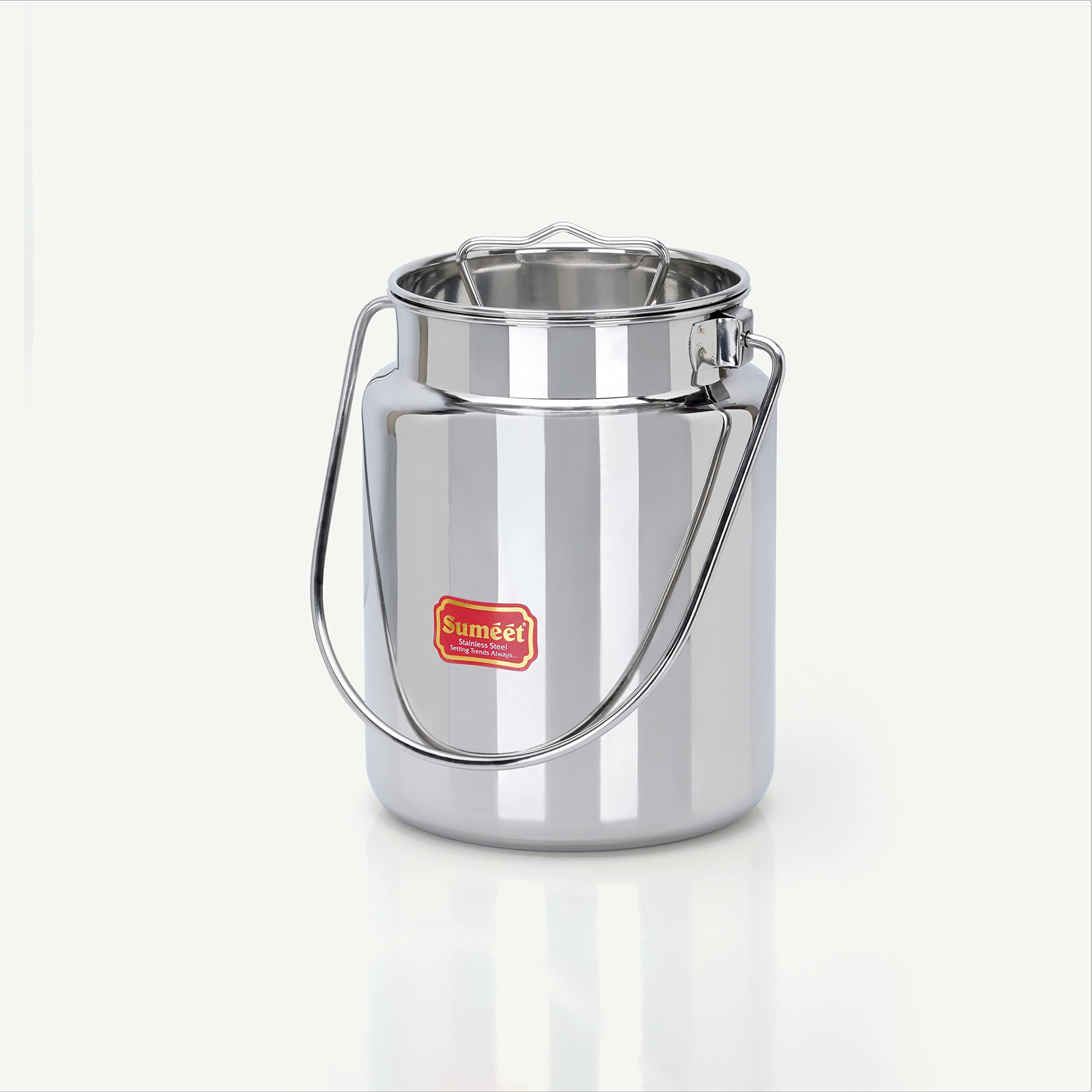Sumeet Stainless Steel Akhand - Jointless Milk Can/Oil Can/Milk Barni/Oil Pot with Lid, 3000ML Capacity, 15Cm Dia, Silver