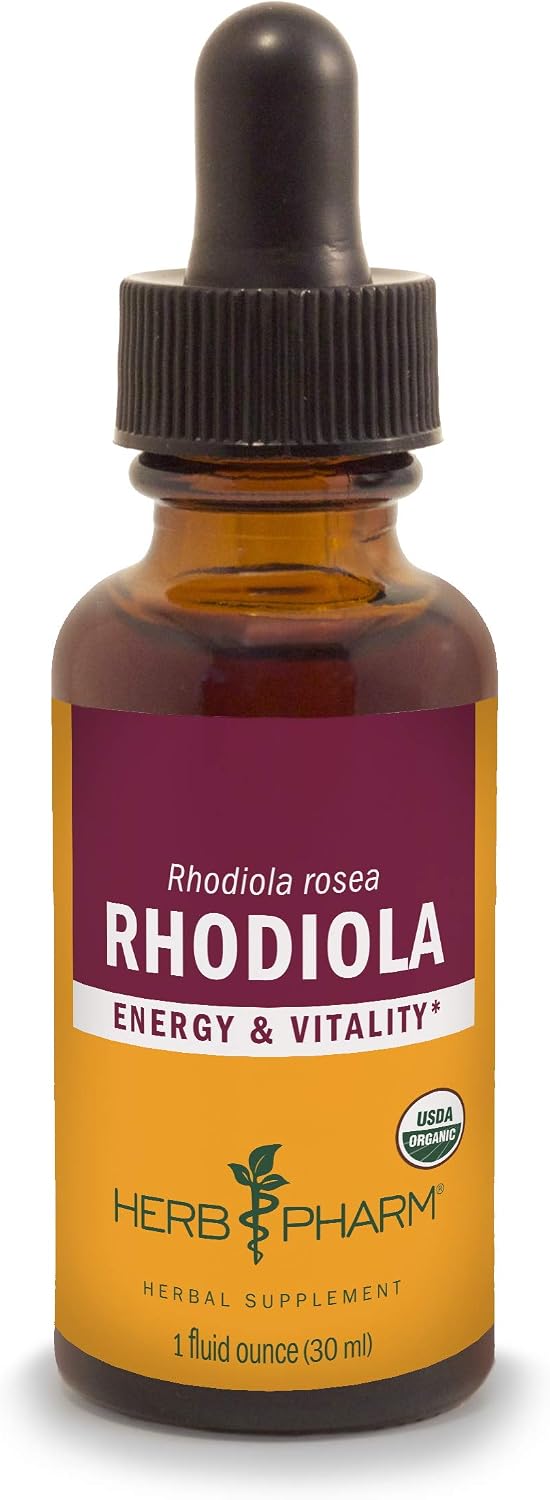 Herb Pharm Certified Organic Rhodiola Root Extract for Energy, Endurance and Stamina, Organic Cane Alcohol, 1 Ounce (090700003555)