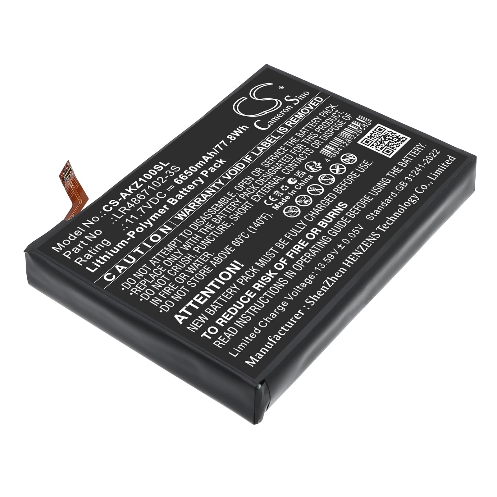 TECHTEK Bateria 6650mAh kompatybilny z [AOKZOE] A1 Pro, A1L, A2 zastępuje LR4867102-3S