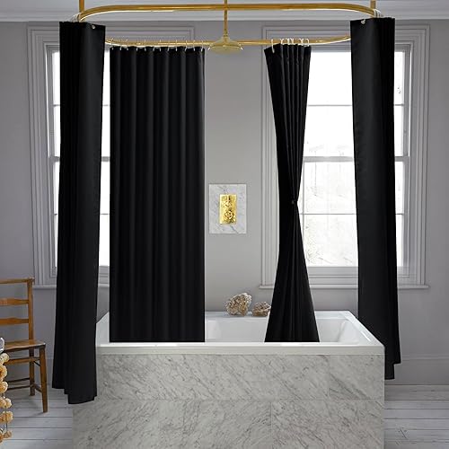 Miniatura 6 de Nasitos Paquete de 4 cortinas de ducha de tela color negro, 72 pulgadas de ancho x 72 pulgadas de alto, lavables y ligeras, para baño, calidad de