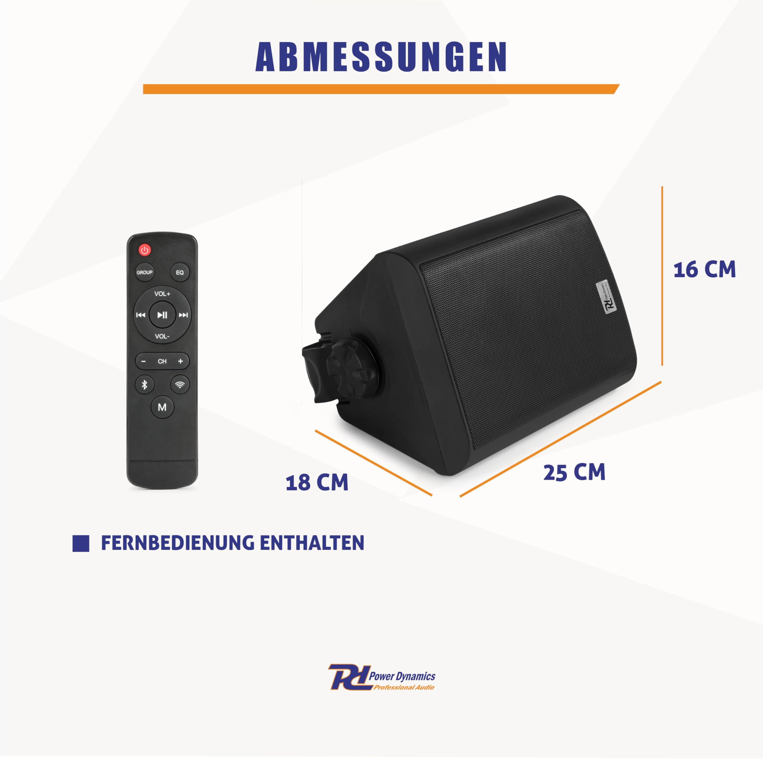 Power Dynamics WS50AB Wandlautsprecher 240W Bluetooth WLAN 2-Wege Aktivlautsprecher Schwarz