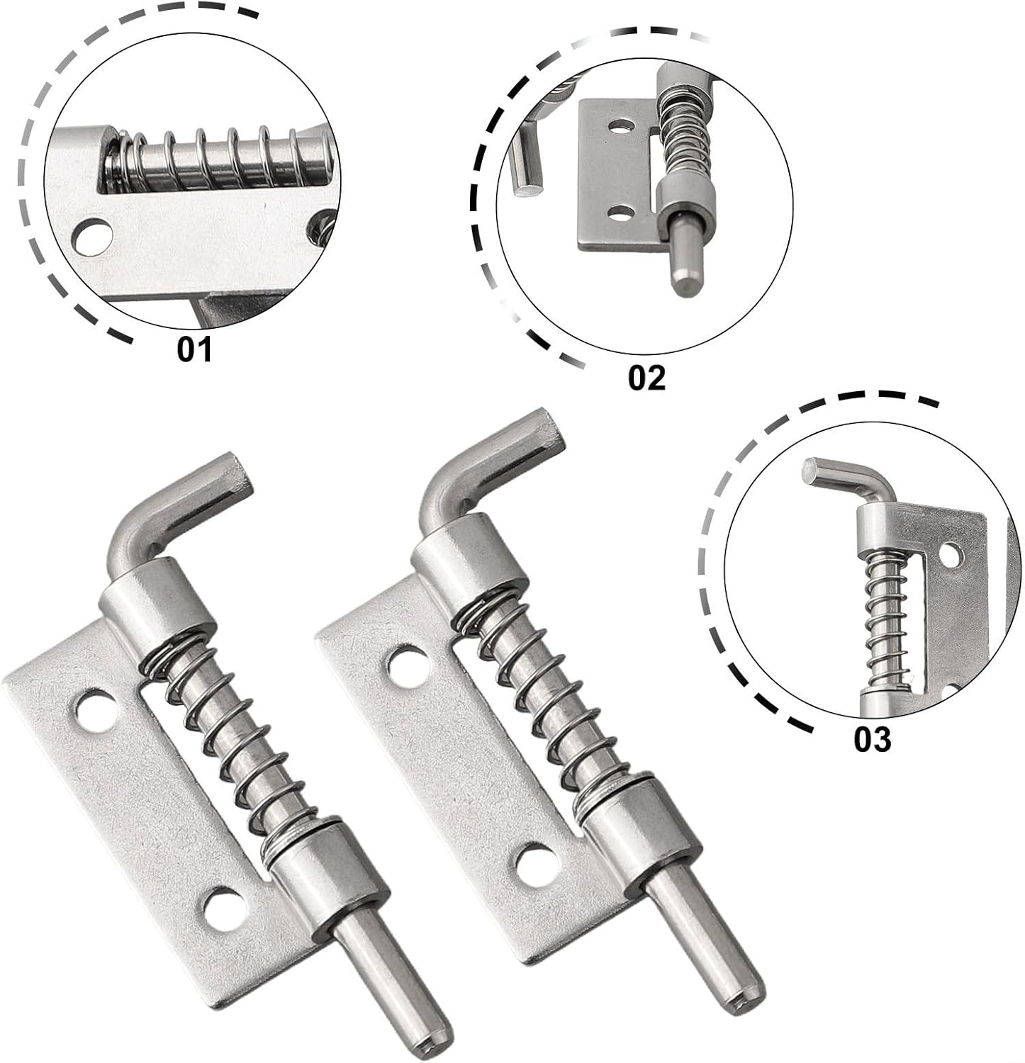 2pcs Spring Loaded Bolt Latches For Secure Closure On Doors Cabinets And Garden Doors Constructed From Stainless Steel Material(S Left)