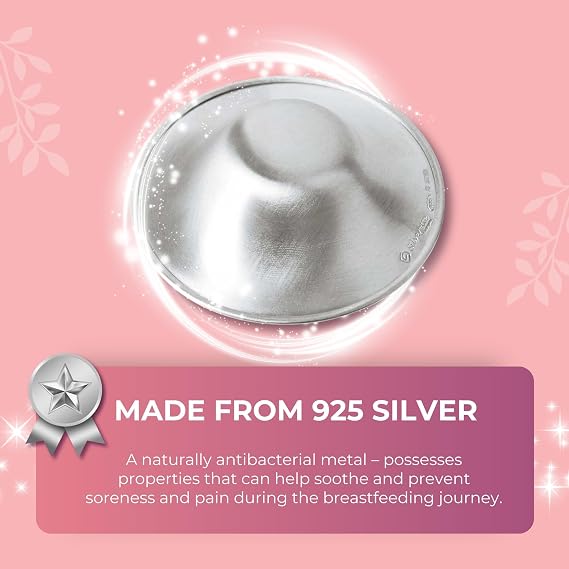 Silverette The Original Silver Nursing Cups, Nipple Covers for Breastfeeding Essentials, Pure 925 Silver Nipple Shields
