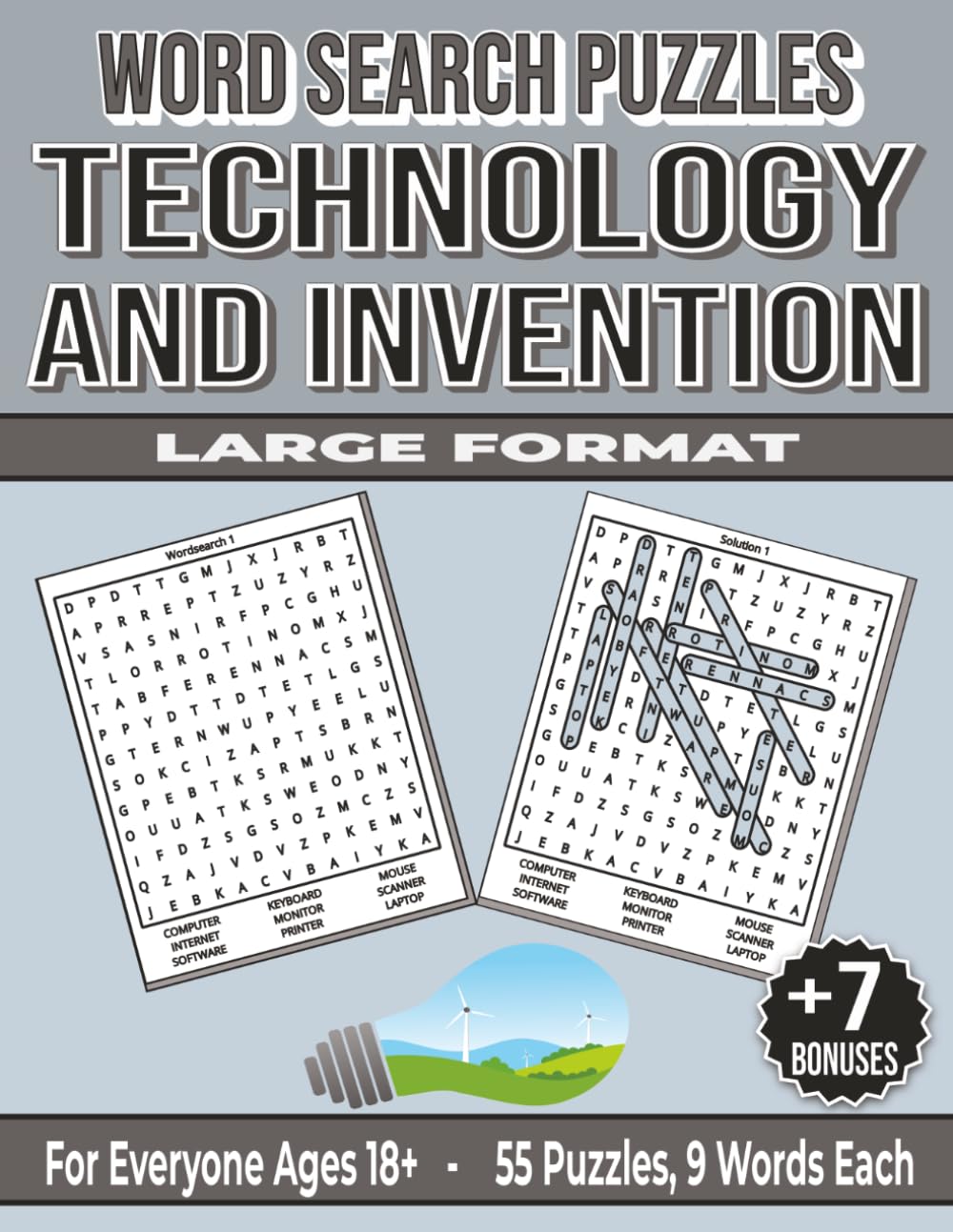 Technology and Invention - Word Search Puzzles: Screen-Free! Challenging Brain Activity for Adults (Word Search for Everyone Ages 18+)