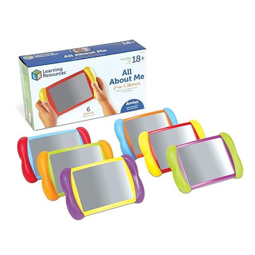 Learning Resources All About Me 2 in 1 Mirrors - 6 Pieces, Ages 18+ months Toddler Social Emotional Learning Toys, Mirror for Kids