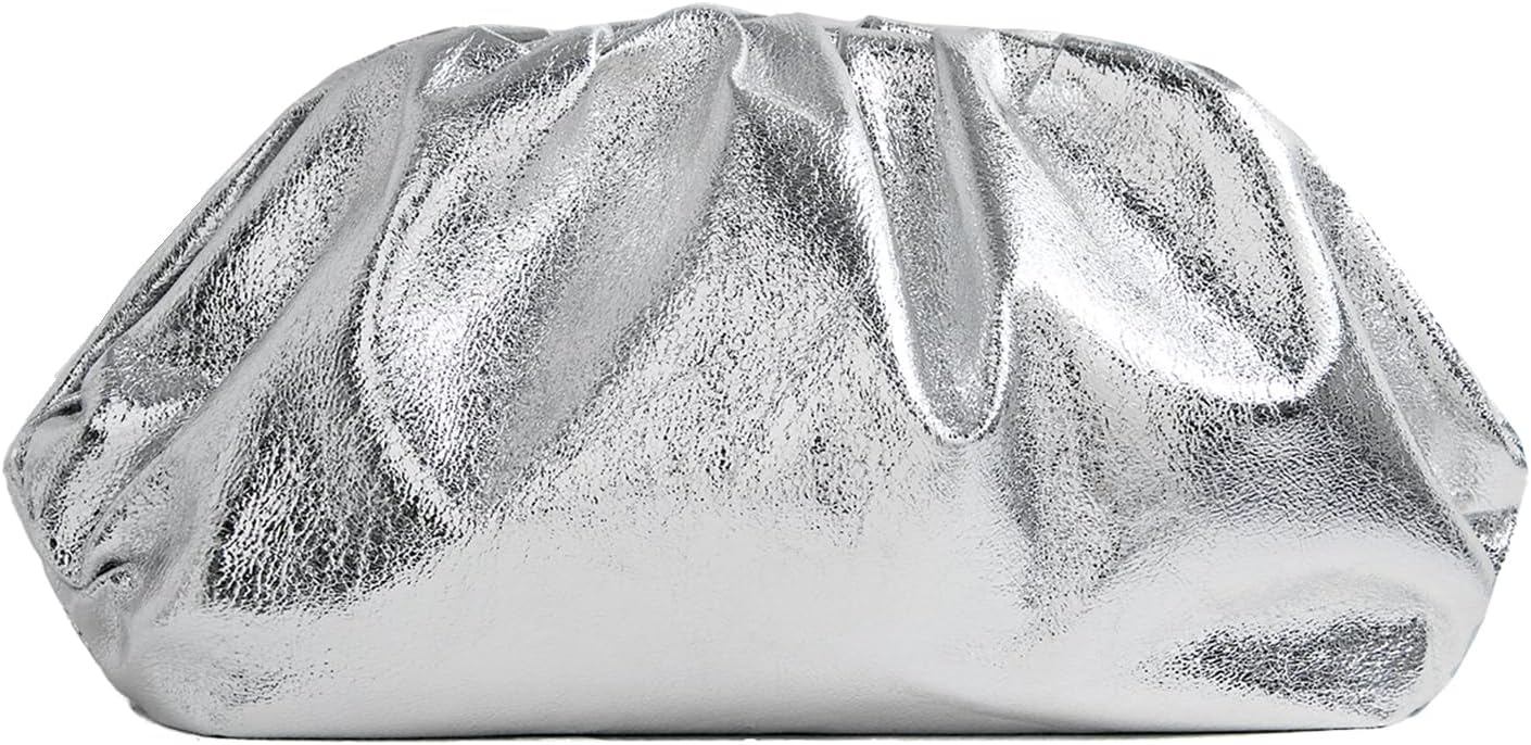 PHILOMENA Dressy Vegan Leather Clutch Purse for Women, Soft Pleated PU Evening Purse for Weddings, Proms
