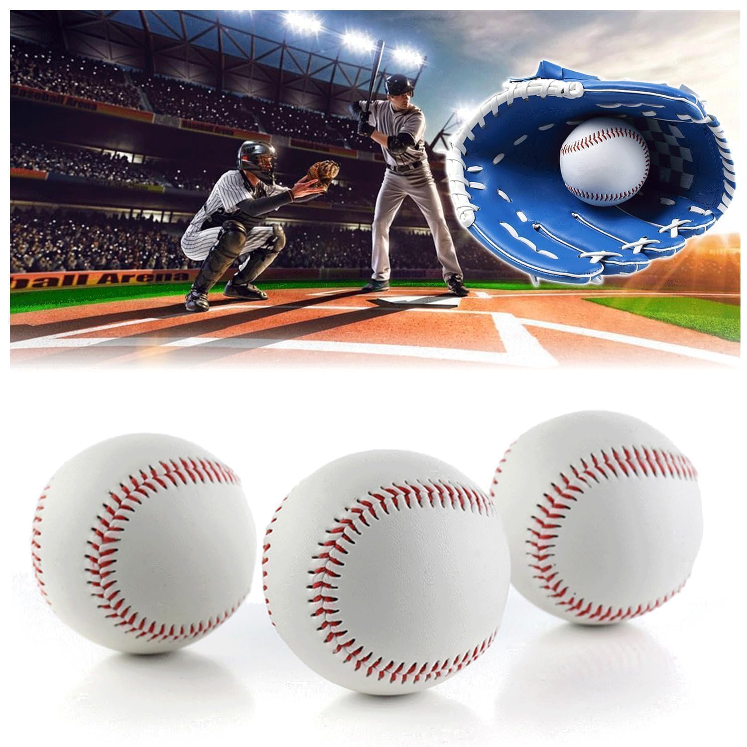 Pelotas de béisbol cosidas a mano, suave, 9 pulgadas, poliuretano, para adultos y jóvenes