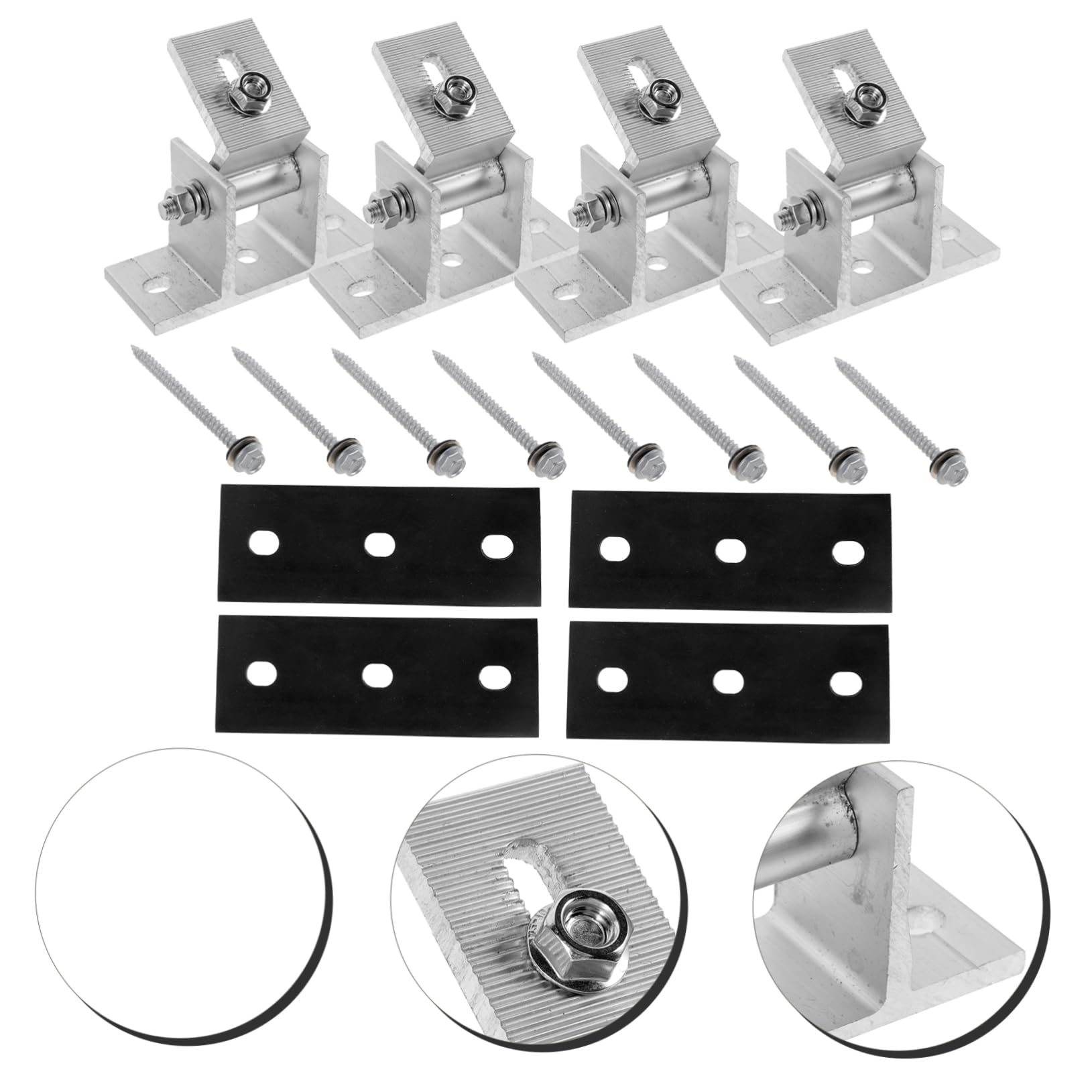 Sewroro Soporte para Panel Solar 4 Piezas Almohadillas de Goma de Aleación de Aluminio Ajustable Estructura Estable y Tornillos para Montaje en Exteriores