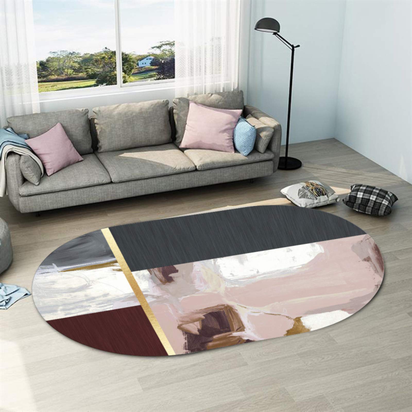 Tapis de salon moderne fini les glissades grâce au grand tapis de sol ovale antidérapant