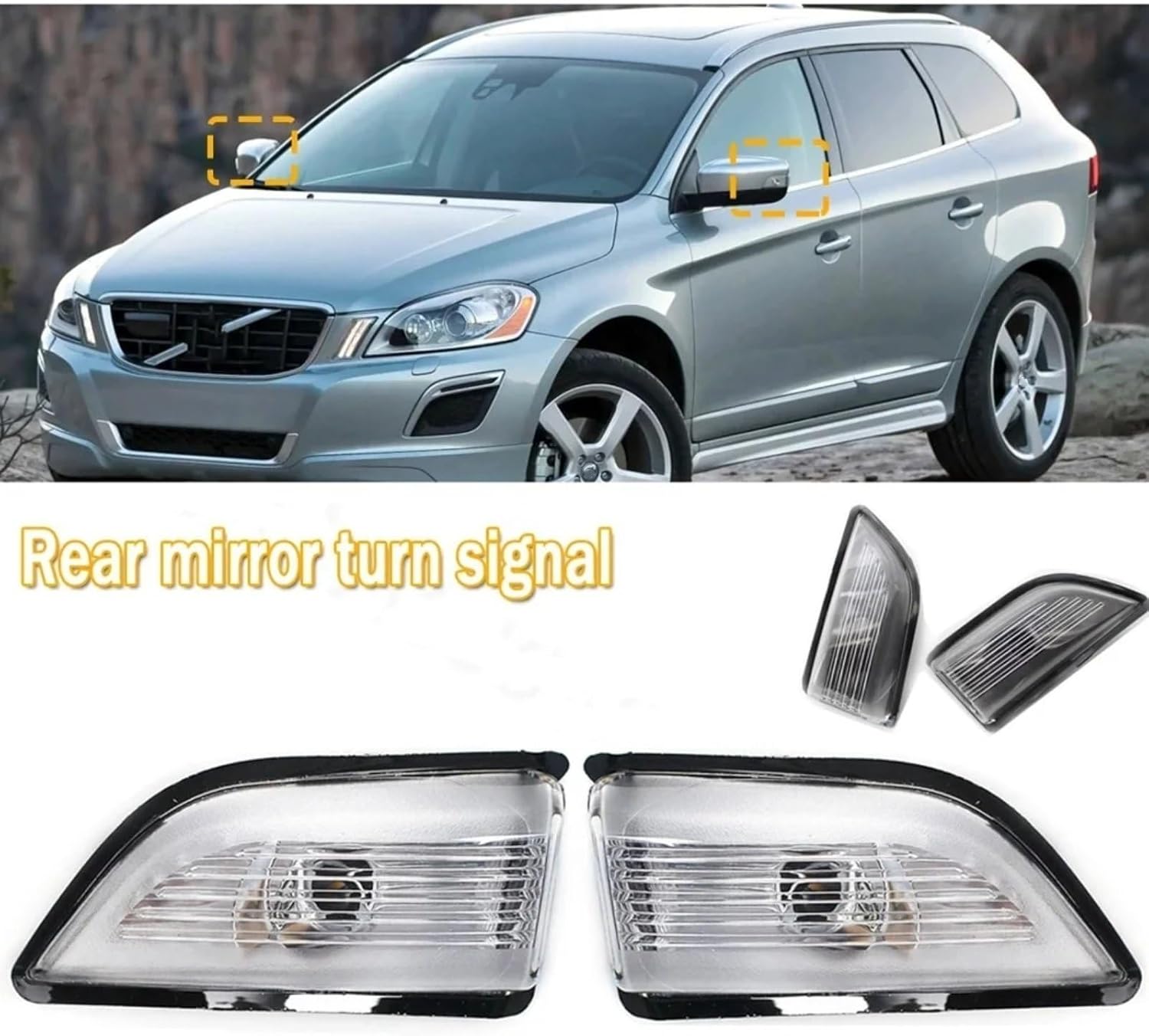 サイド ミラー インジケーター Compatible With Volvo For XC60 2008 2009 2010 2011  ミラーターンシグナルライト Compatible With Volvo For XC60 2009 2010 2011 2012 2 ダイナミックサイド  インジケーター Compatible With Volvo For XC60 2008 2009 に適合する ボルボXC60 2009 2010 2011-2013 LEDダイナミックターンシグナルライトサイドミラーシーケンシャル
