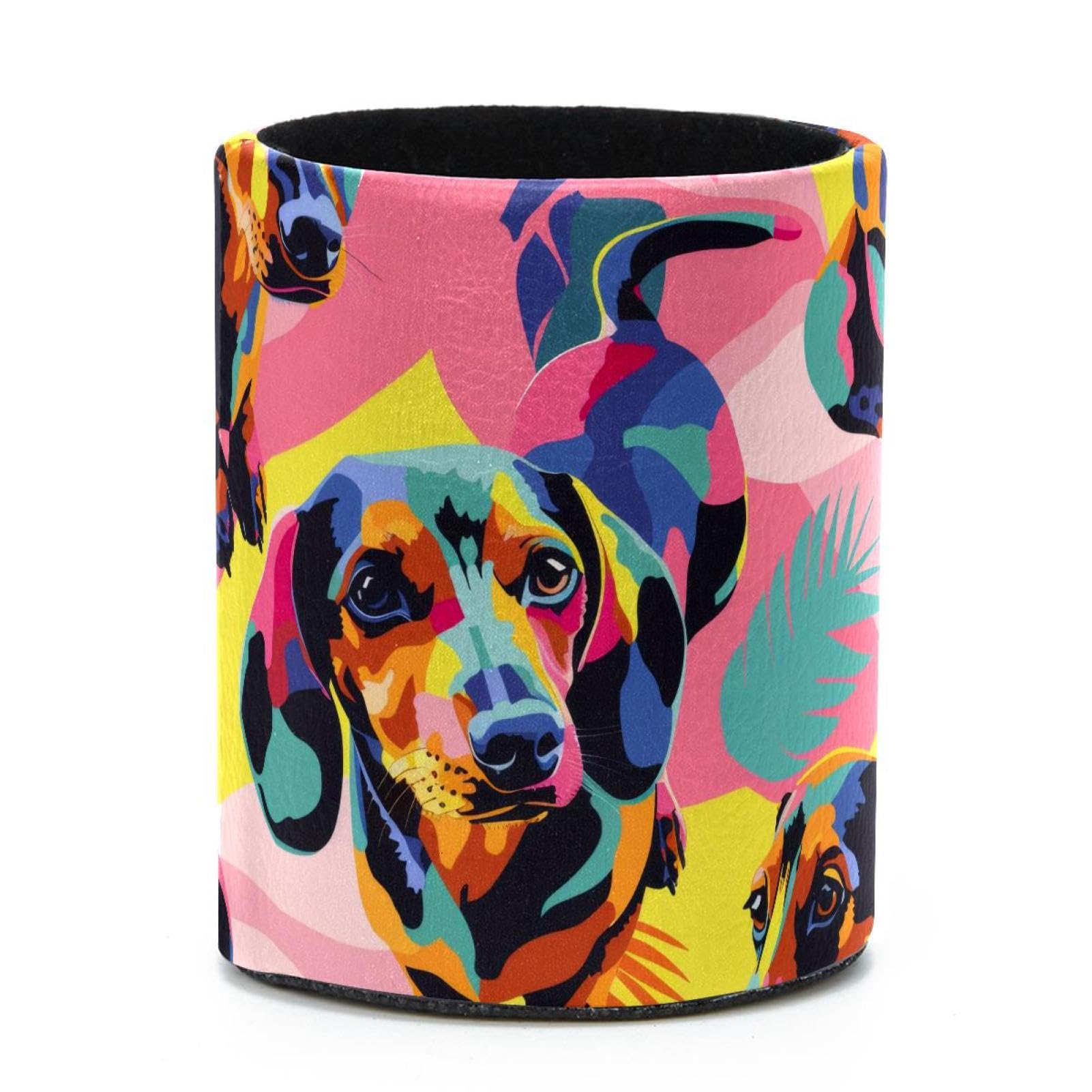 VAPOKF Round Pencil Holders for Desk, Dachshund Dogs Pen Holders Pen Pot Makeup Brushes Storage Desktop Stationery Supplies Organiser for Home Office