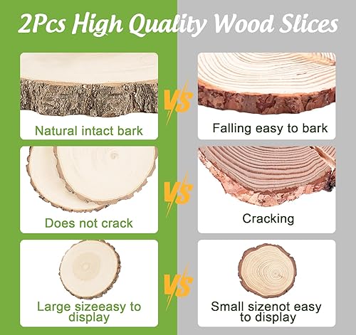 Miniatura 4 de Rebanadas de madera para centros de mesa, 7-8 pulgadas, paquete de 2 astillas de madera redondas sin terminar de la naturaleza para manualidades,