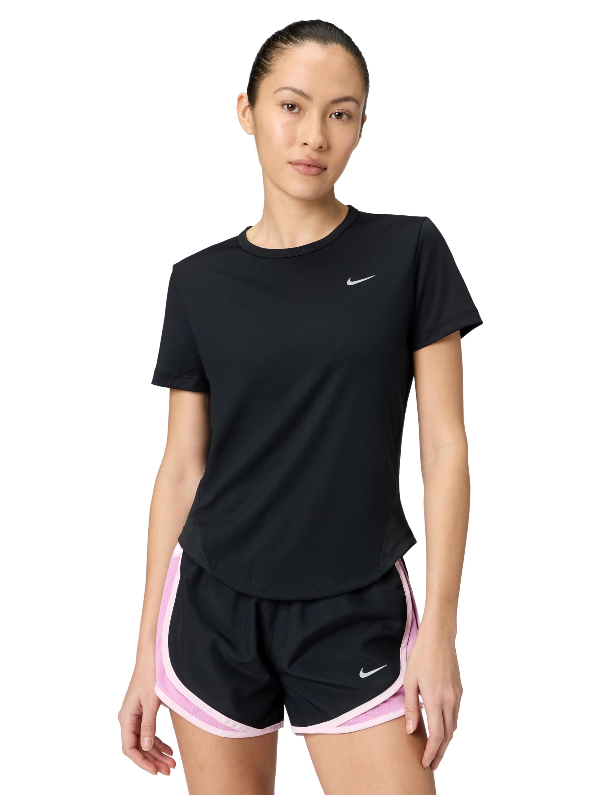 Nike Womens Running Dri-FIT Short Sleeve Top, Black/Reflective Silv, Size Xs, Women