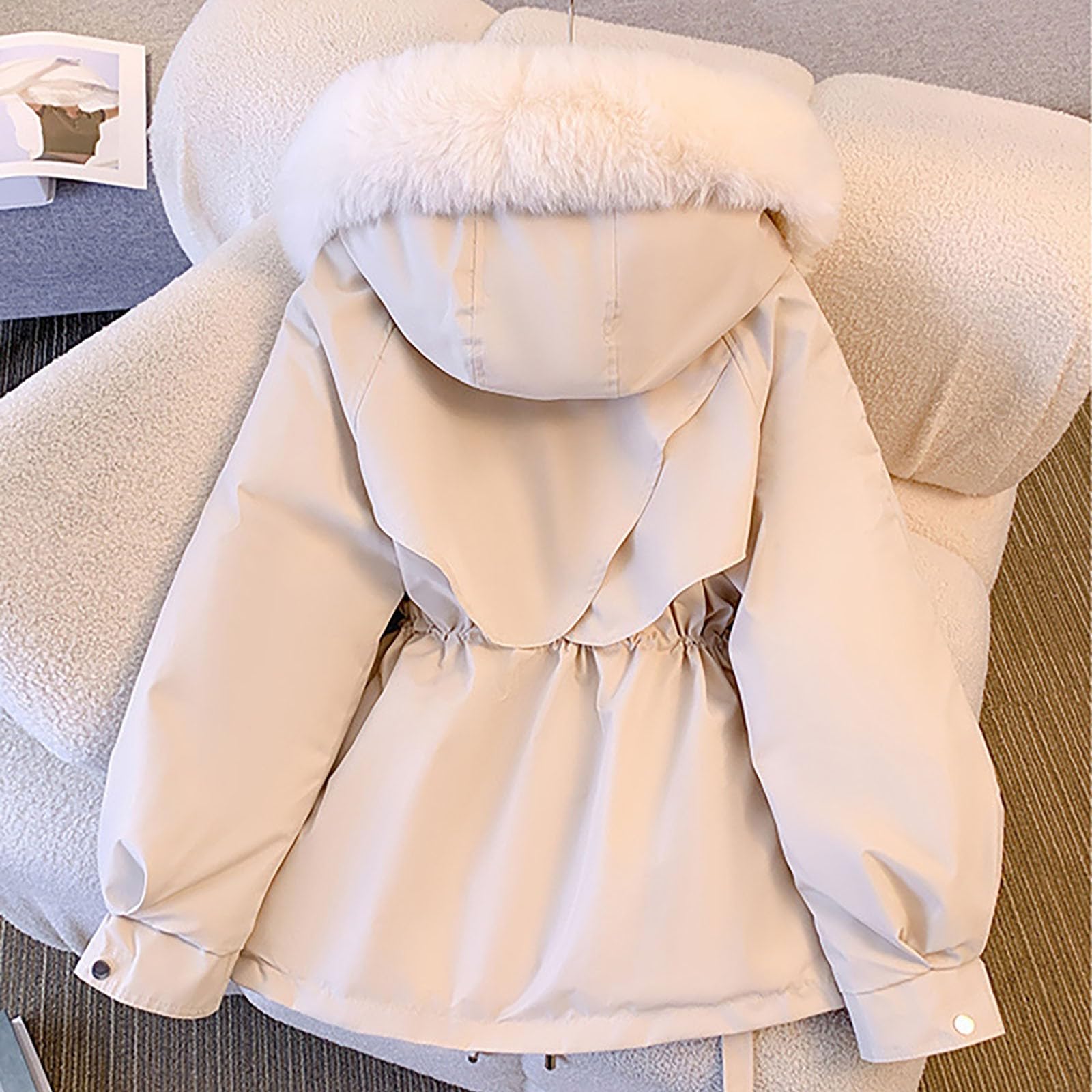 Genérico Chaqueta cálida para mujer,Entretiempo de Manga Larga abrigo acolchado plegable ligera color sólido con bolsillos parka acolchada Elegante Deportivo otoño e invierno