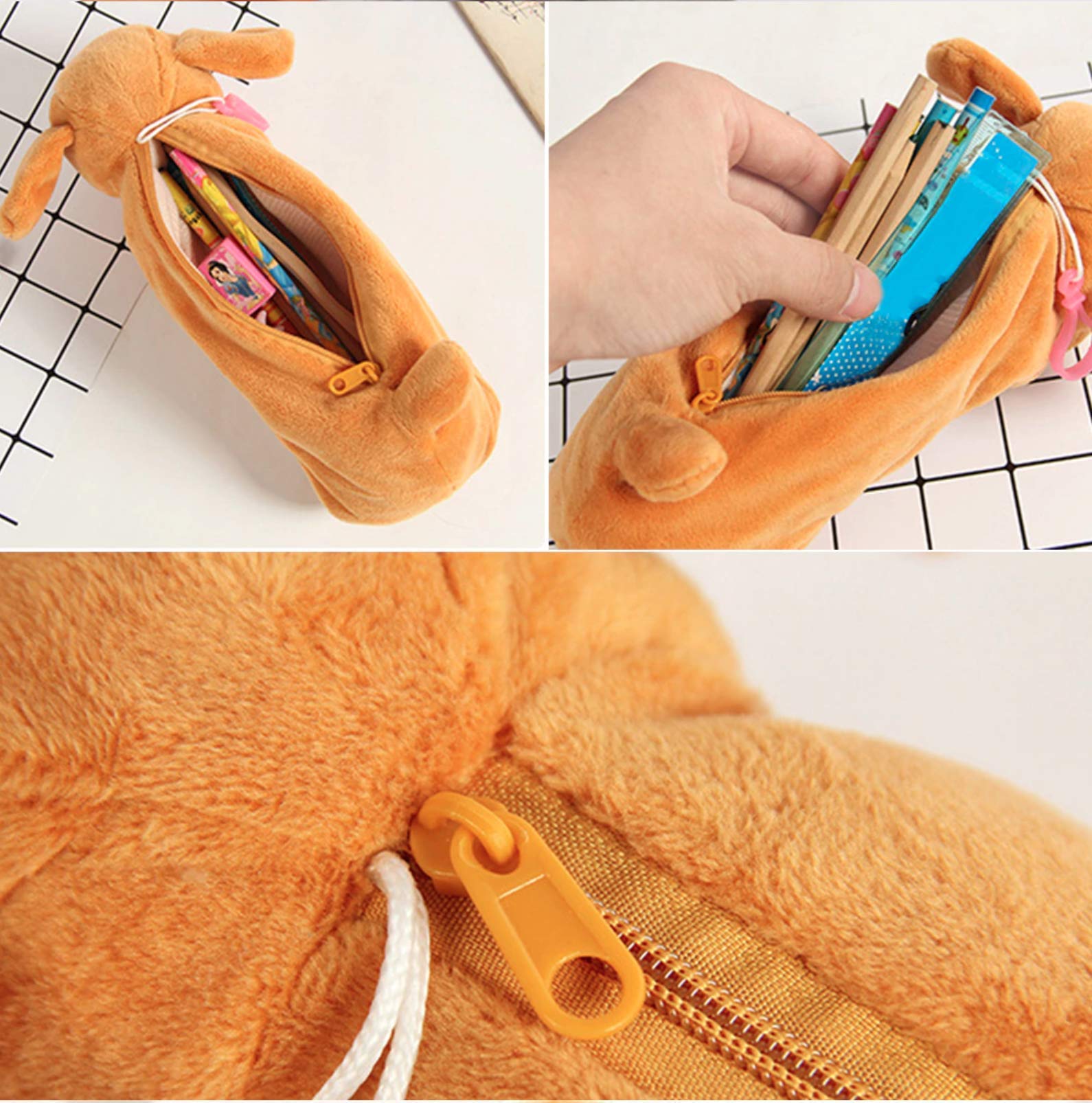 24x7 eMall Fabric Kids Favorite 3D Dog, Emoji Soft Toys Pencil Pouch Pencil Box For Children (Multicolour) 3