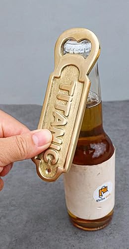 Miniatura 9 de Ebros Gift Latón macizo Antiqued Nautical Marine RMS Titanic Hand Soda Beer Bottle Cap Abridor Memorabilia Mar Costero Reproducción de acento