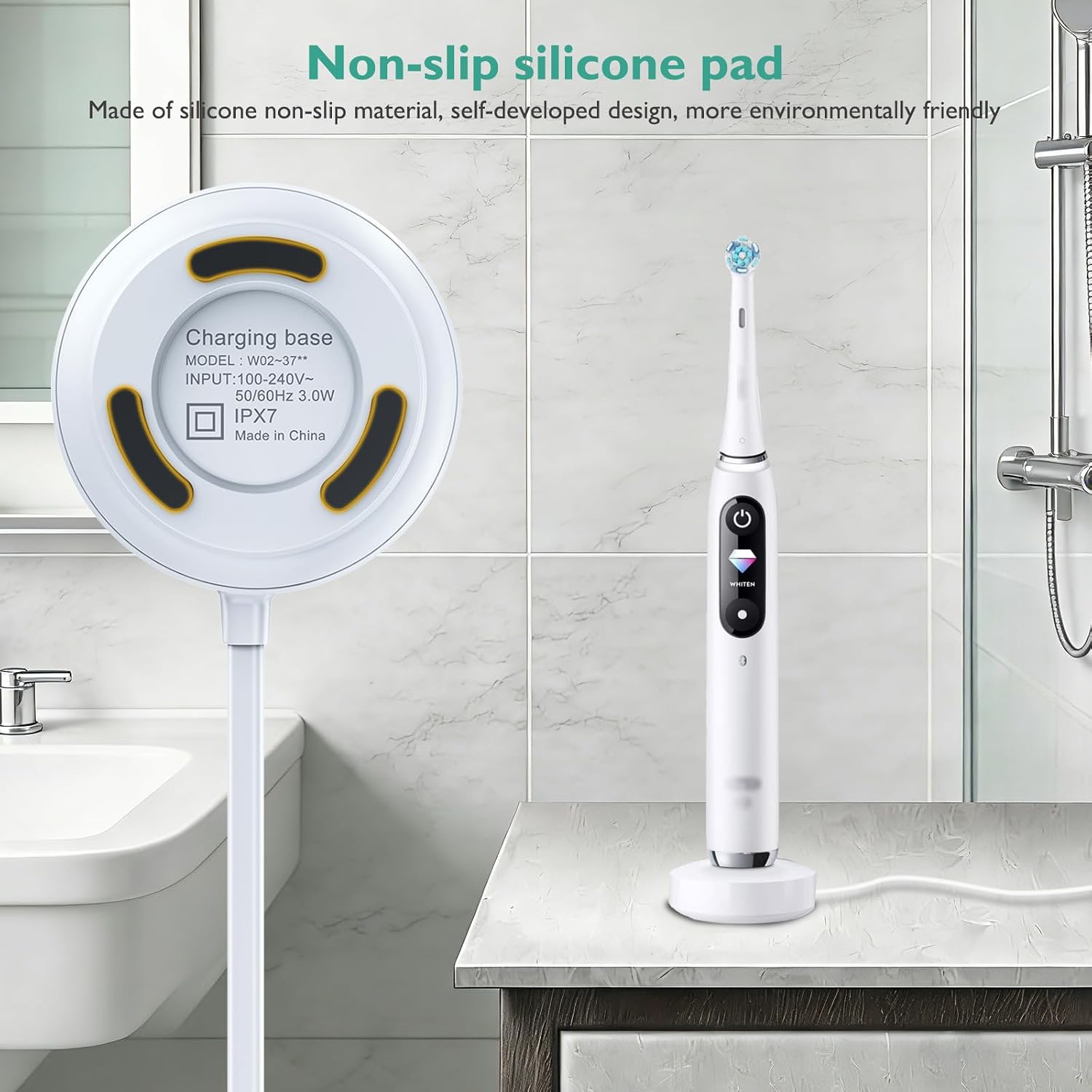 Replacement Charger Base Compatible with Braun Oral B iO Series 7 Series 8 Series 9 Electric Toothbrush, Magnetic Travel Charging Base for Oral-B iO Series 7 8 9 Replacement Model 3768 Power Cord