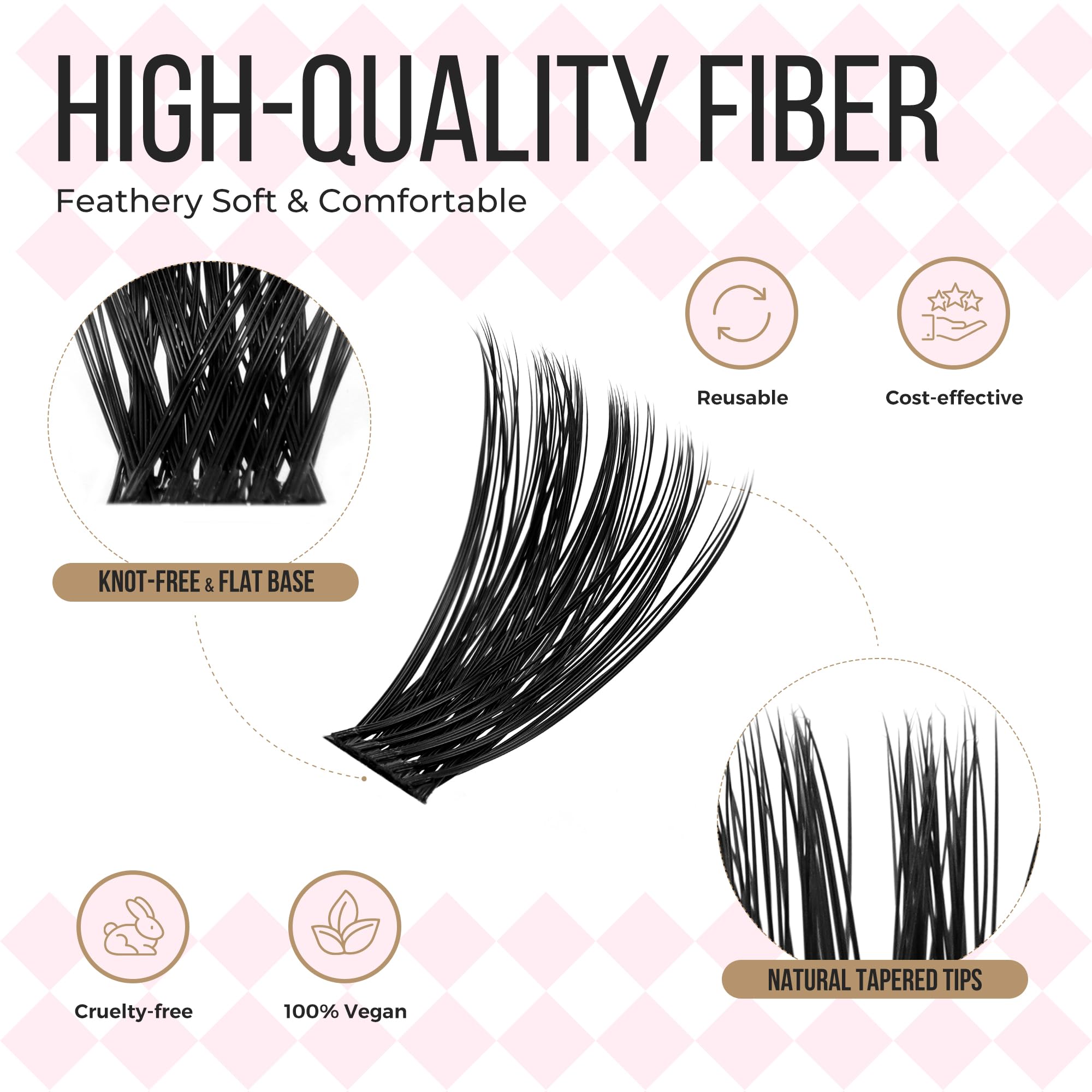 LASHVIEW Lash-Extension-Clusters 280pcs D Curl Lash Clusters Natural Look Cluster Lashes Extensions Super Thin Band & Soft Lashes Reusable 9-16mm MIX (100D) - Image 3