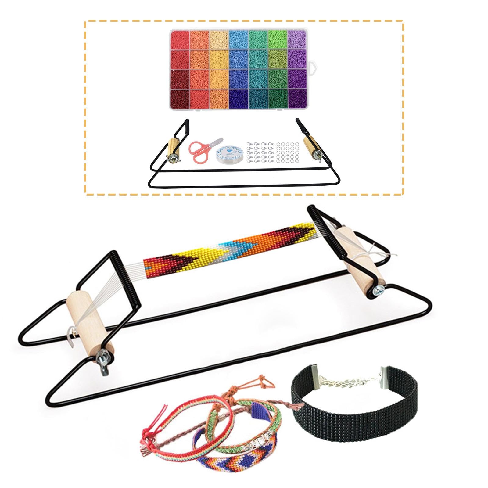 Kit de Métier à Tisser à Perles avec Fermoirs Mousquetons pour La Fabrication de Bijoux (Bracelets et Colliers)