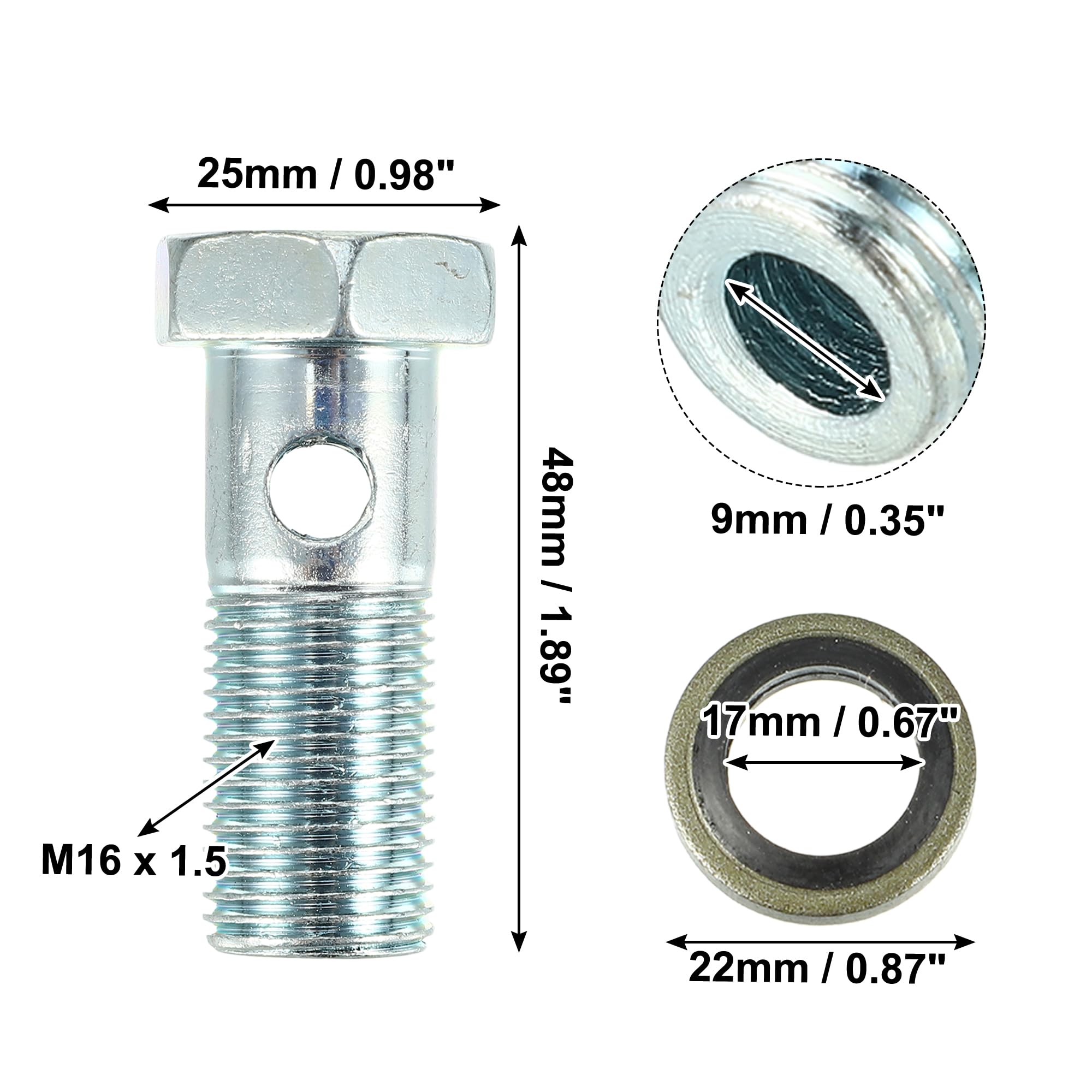 QUARKZMAN 2 Juego Adaptador Universal de Tornillo Banjo para Freno M16 x 1.5