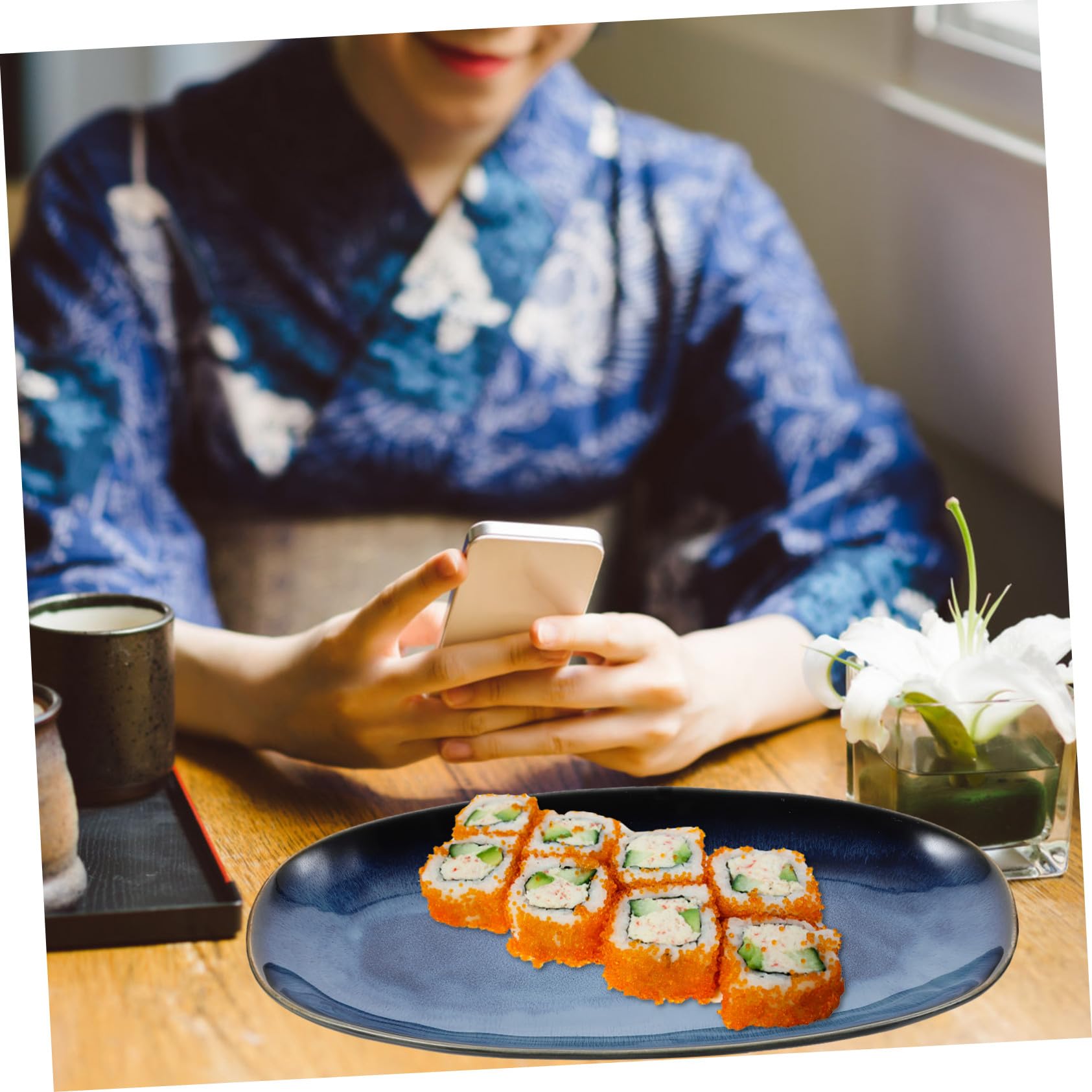 Alipis Plato de Cerámica para Sushi y Carne, Bandeja Ovalada Grande para Servir Aperitivos en Restaurante y Hogar, Adecuado para Mariscos y Postres