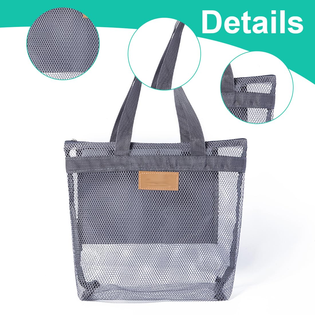 Borsa da Doccia Portatile a Rete, Borsa da Trasporto per Articoli da Toilette, Pochette da Viaggio Donna Grigia