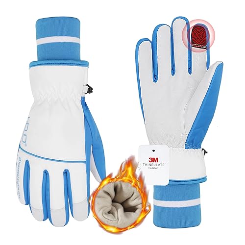HANDLANDY Guantes de trabajo impermeables con aislamiento térmico Thinsulate de 3M, para hombre o mujer, de esquí, para invierno y clima frío,