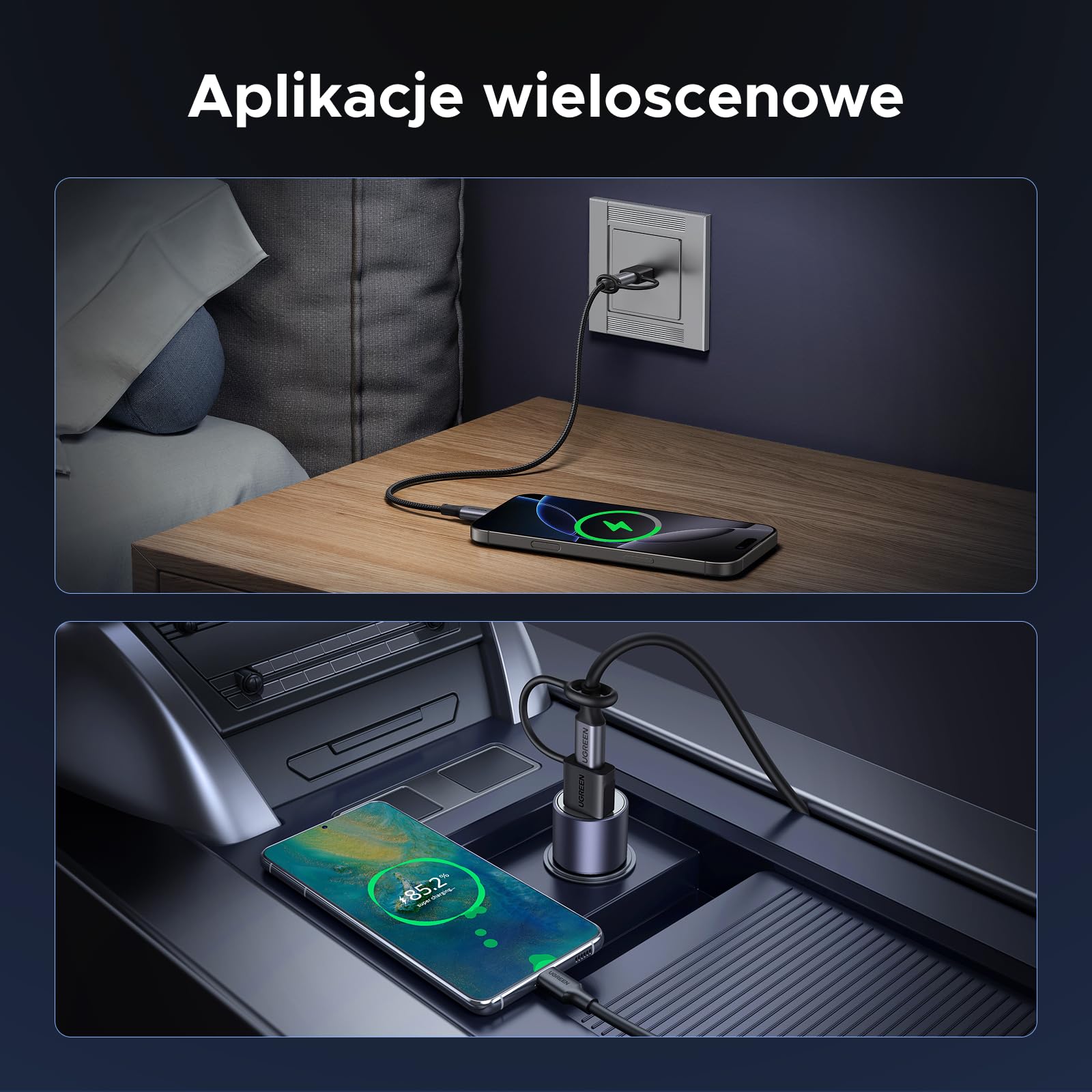 UGREEN USB do adaptera USB C (2 szt.) Adapter 10 Gb/s do zestawu z pierścieniem zabezpieczającym przed uszkodzeniami mechanicznymi dla iPhone'a 16/15/14 serii serii laptopów Carplay usw