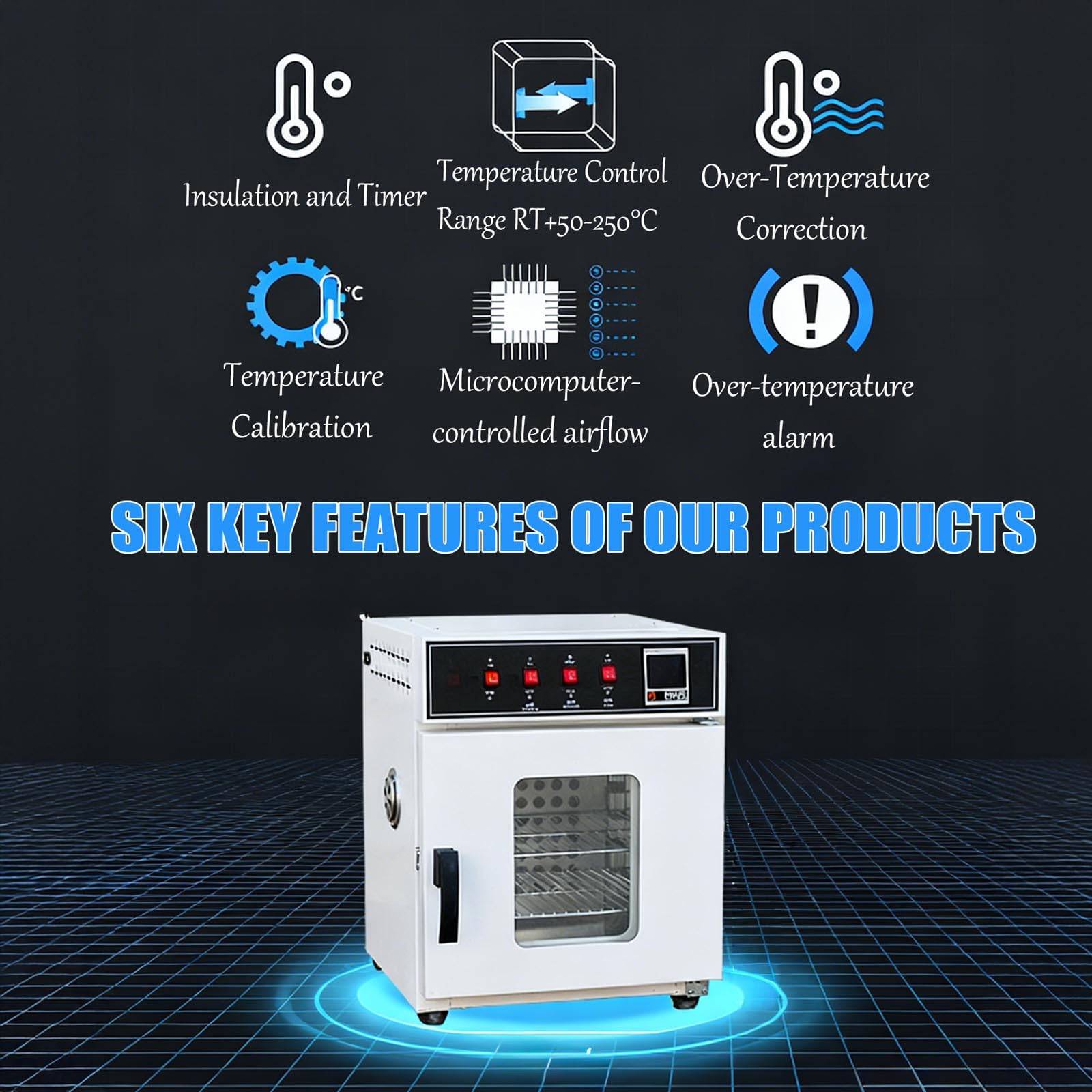 Piec suszący z nadmuchem o stałej temperaturze, wykonany ze stali nierdzewnej, z timerem i regulacją temperatury, inteligentny suszarniczy elektromechaniczny cyfrowy wyśw white Galvanized inner liner