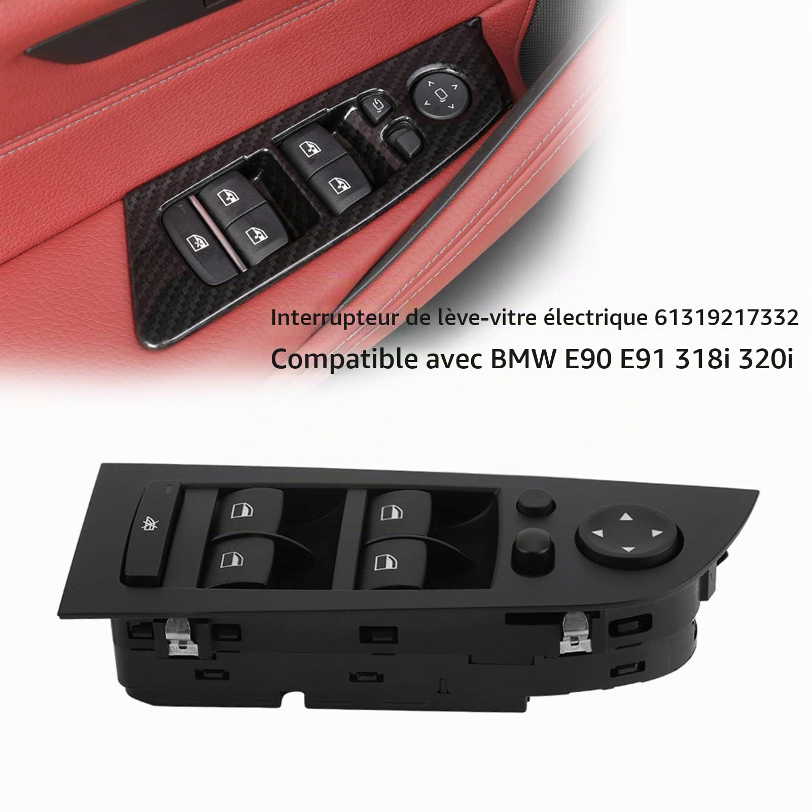 EBTOOLS pour Leve vitre e90 pour Bouton Leve vitre e90 Interrupteur de fenêtre Principale électrique pour E90 E91 318i 320i 61319217332 Interrupteur de Moteur de fenêtre