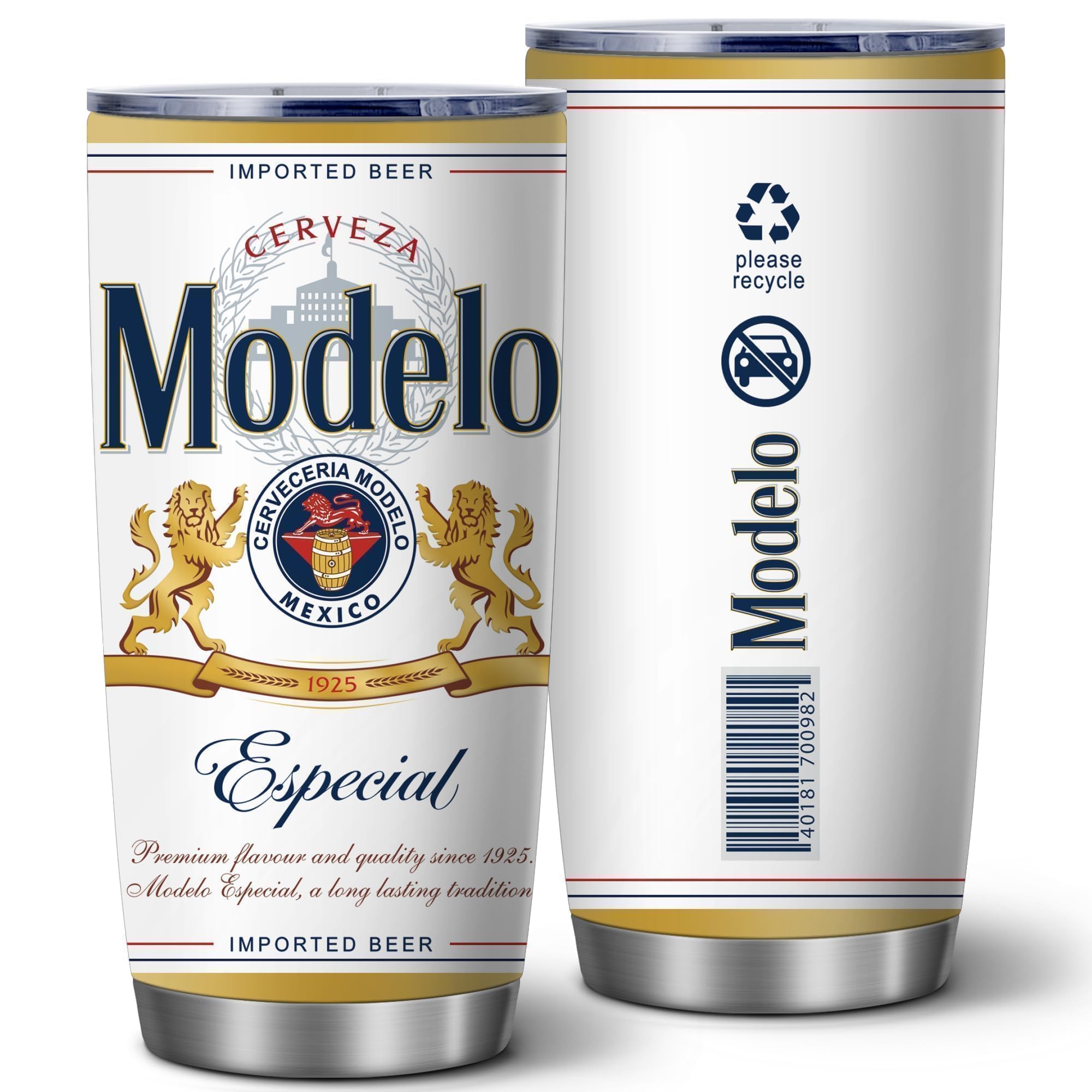 ATHAND 20 Oz Modelo Beer Inspired Tumbler Cups with Lid, Stainless Steel, Dou...